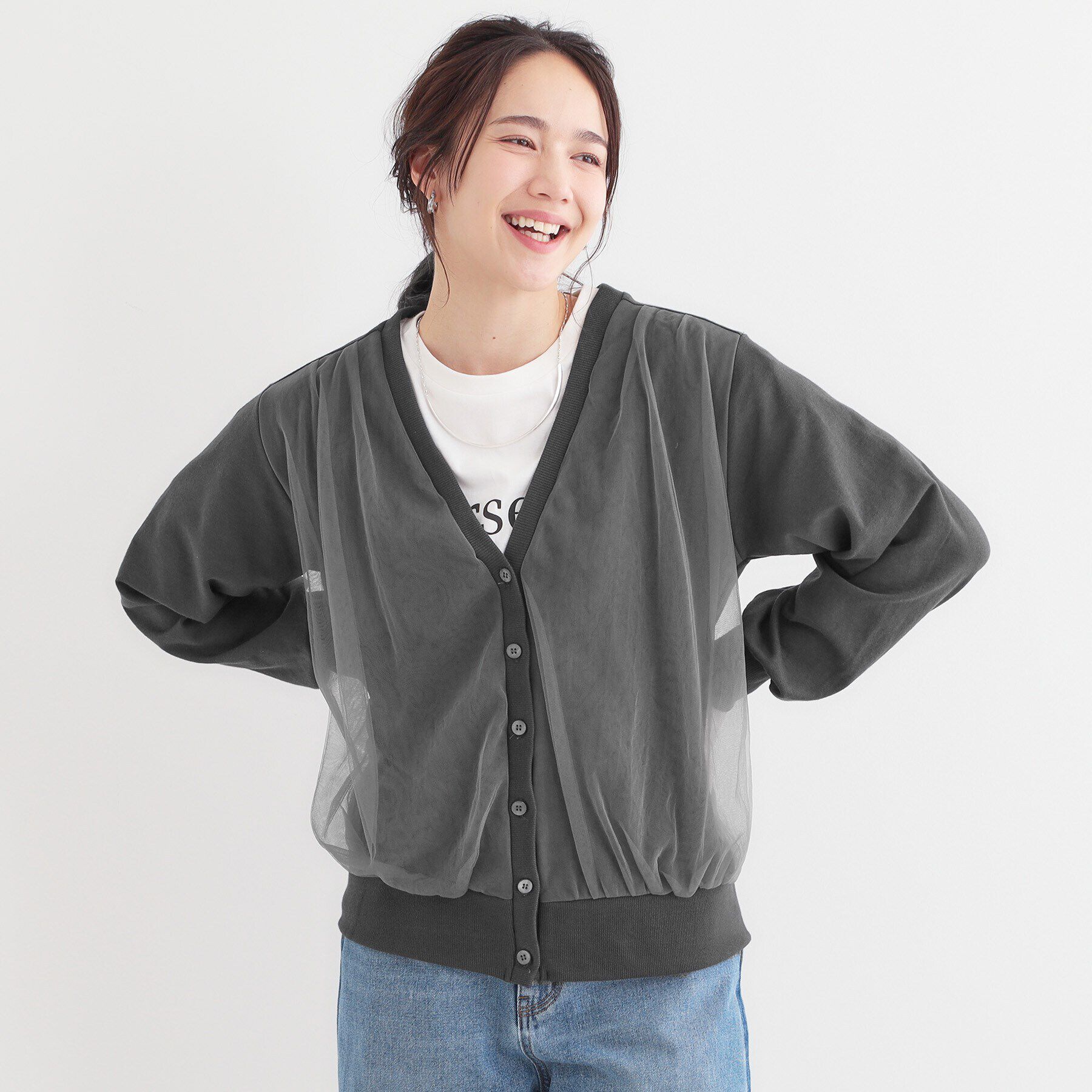 SHOO･LA･RUE「【S-LL】チュールレイヤードカーディガン」|カーディガン|