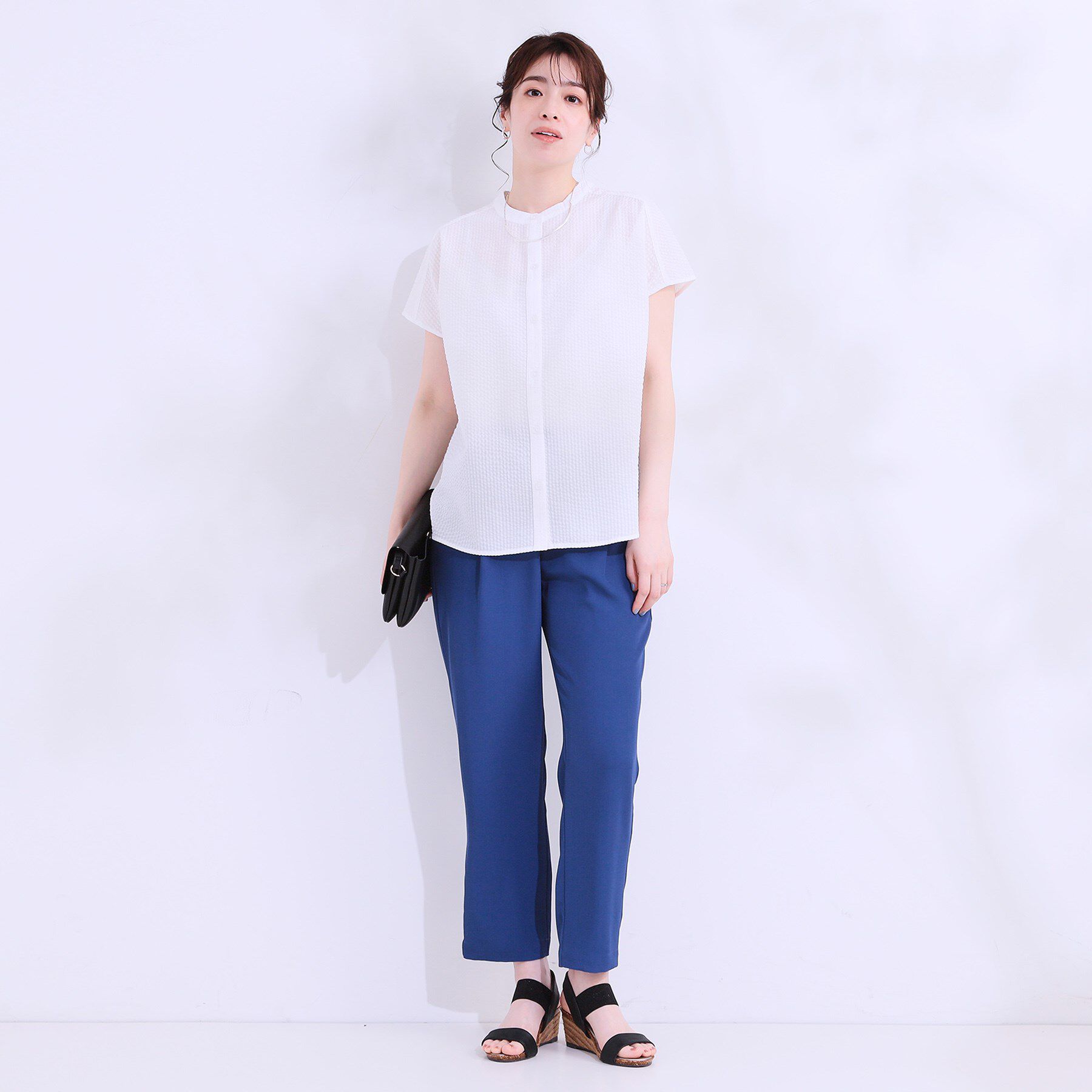 SHOO･LA･RUE「【洗える/S-LL】涼やかで好印象 サッカーブラウス」|シャツ・ブラウス|