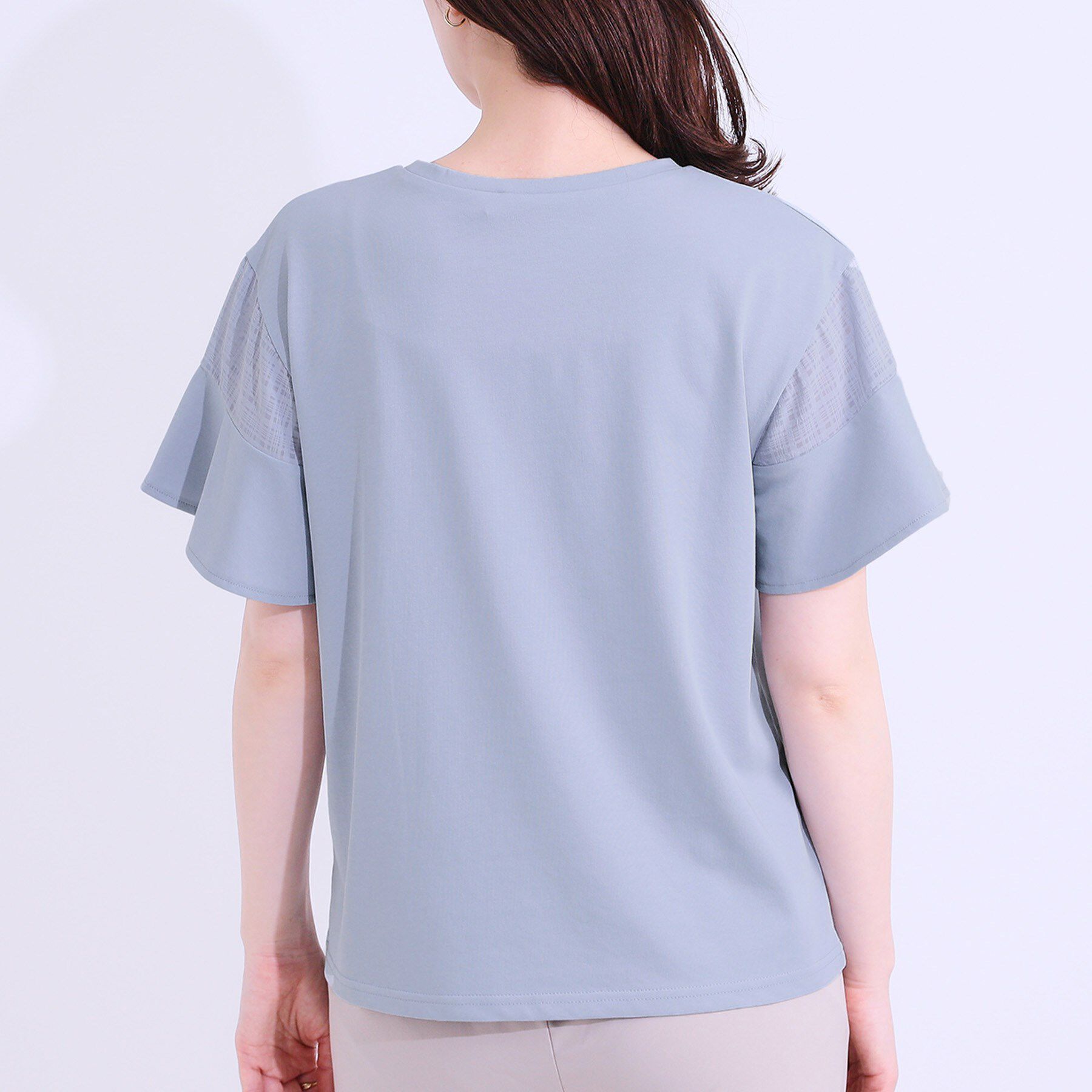 SHOO･LA･RUE「【ひんやり/プチプラ】女性らしさ溢れる お袖シアーフリルトップス」|Tシャツ・カットソー|