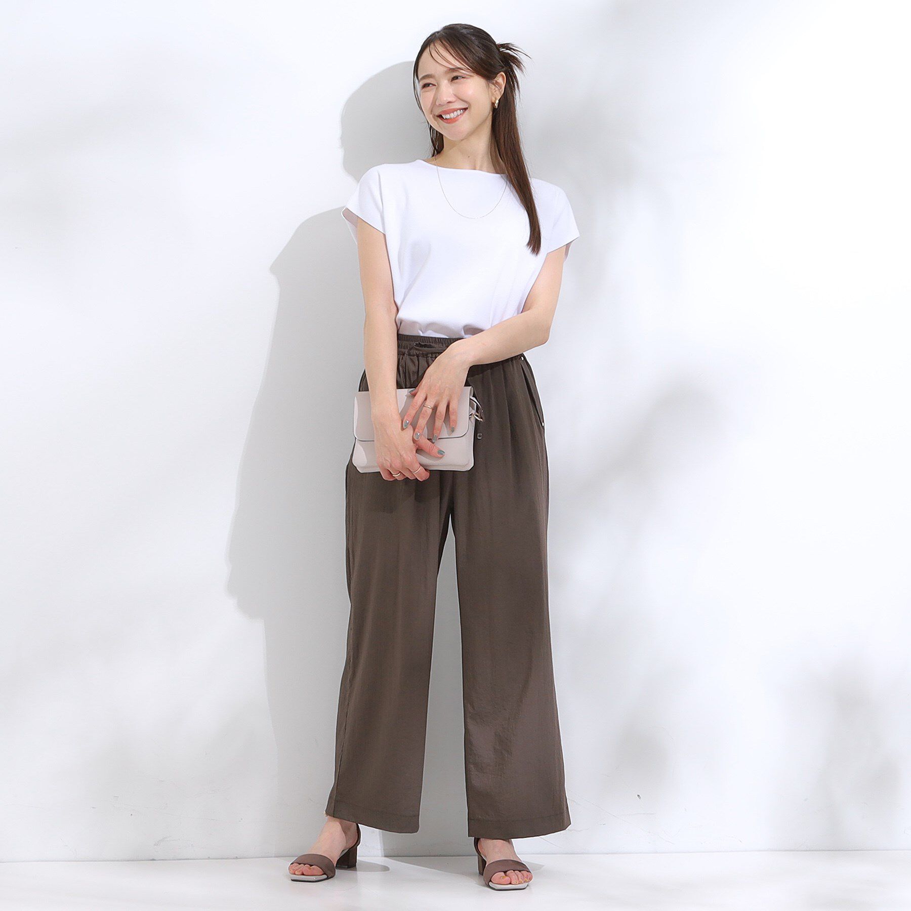 SHOO･LA･RUE「【洗える/S-LL/ひんやり】さらりと好印象　総針フレンチスリーブニット」|ニット・セーター|