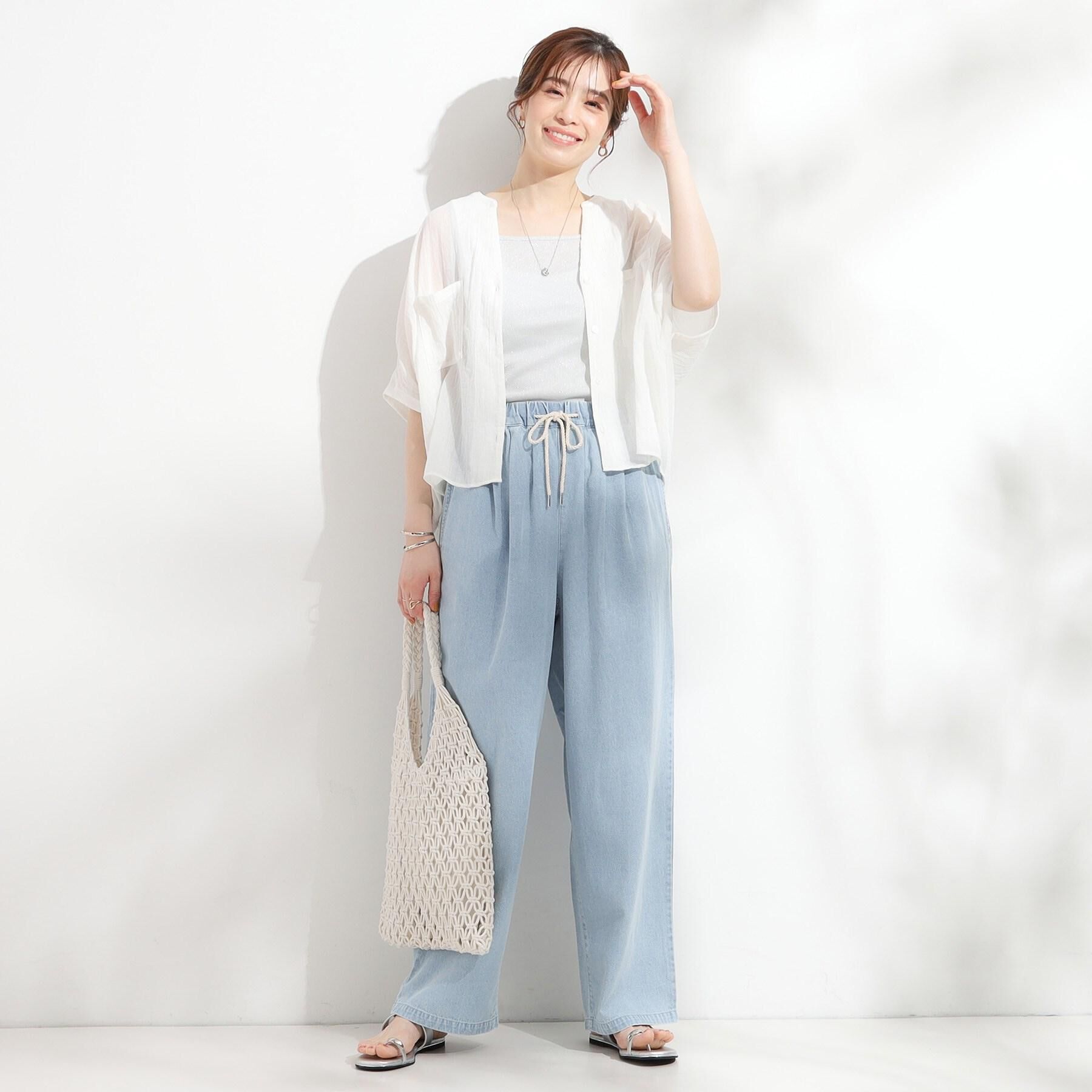 SHOO･LA･RUE「【S-LL】デコルテラインをきれいに魅せる ラメテレコタンクトップ」|キャミソール|