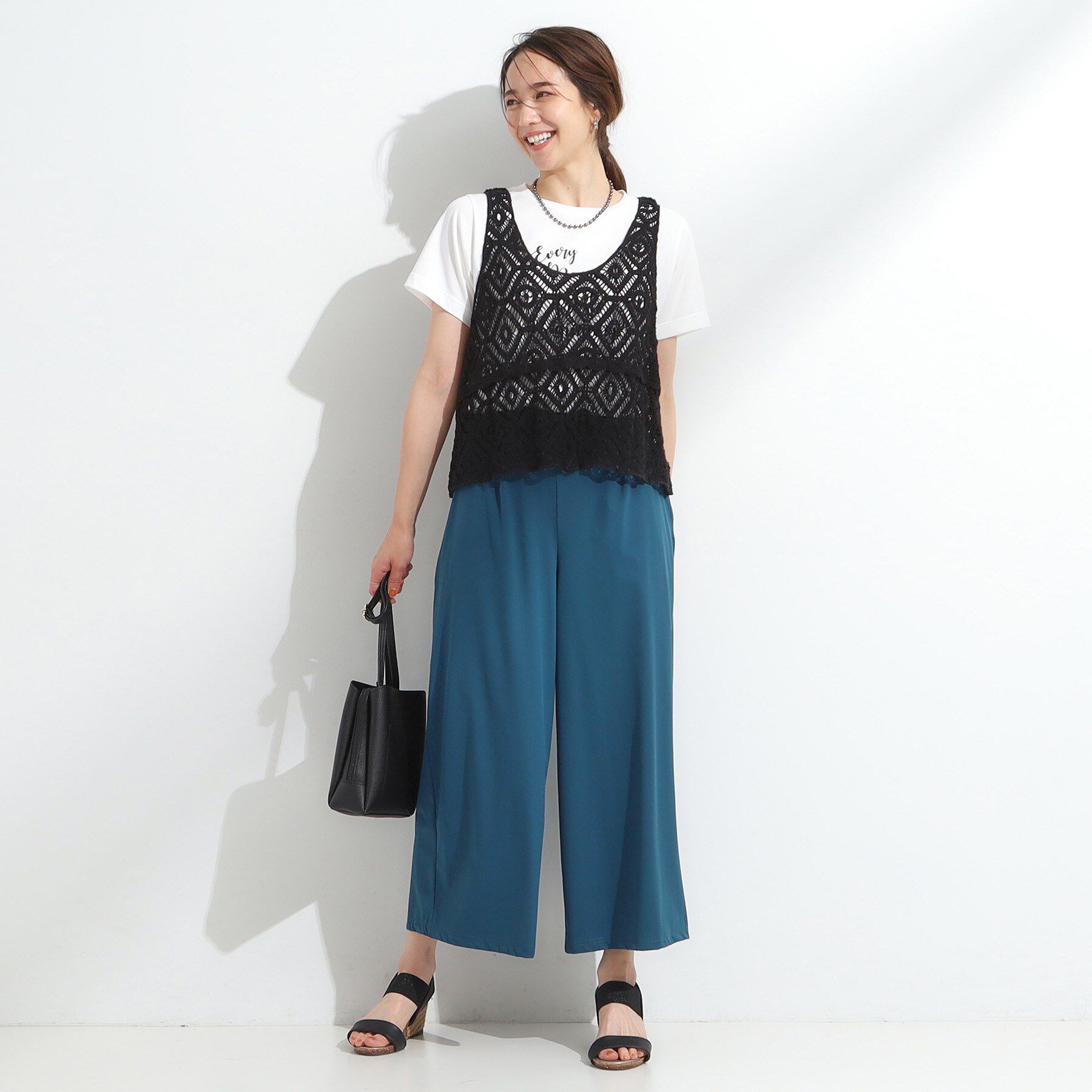 SHOO･LA･RUE「【S-LL/ひんやり】さらさらストレッチ ガウチョパンツ」|その他|