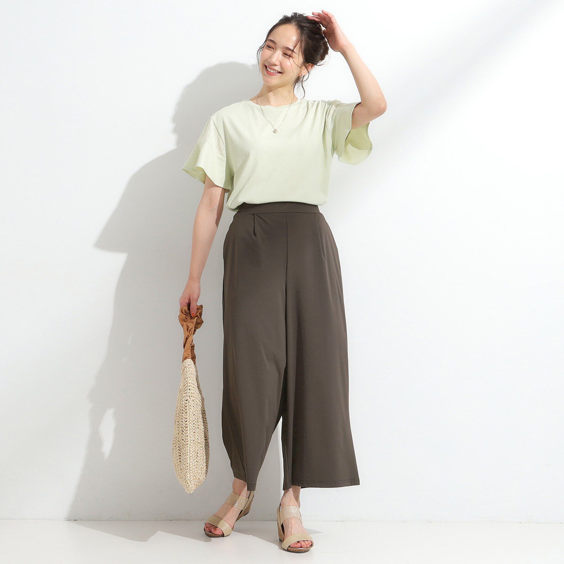 SHOO･LA･RUE「【S-LL/ひんやり】さらさらストレッチ ガウチョパンツ」|その他|