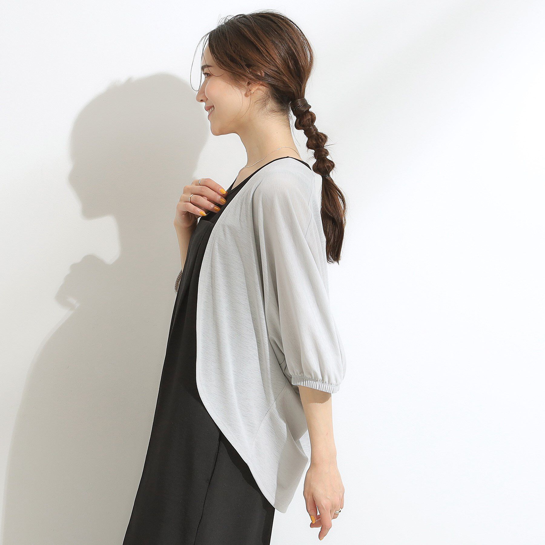 SHOO･LA･RUE「【ひんやり/UV/さらさらタッチ】女性らしさ漂う 5分袖ボレロカーディガン」|カーディガン|