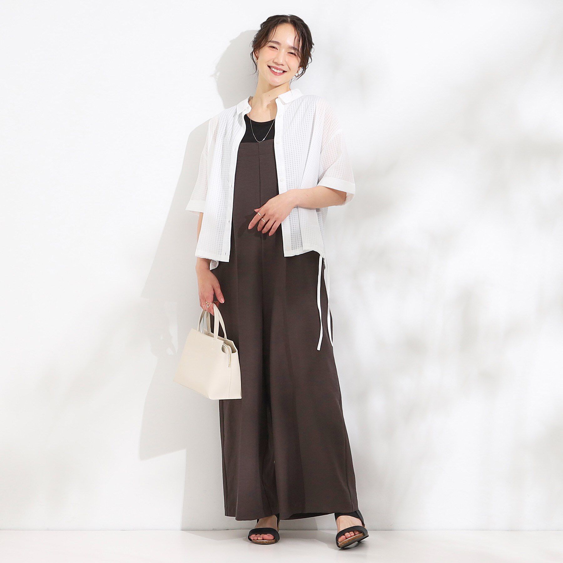 SHOO･LA･RUE「シルエット変化を楽しめる シアーチェックドロストシャツ」|シャツ・ブラウス|