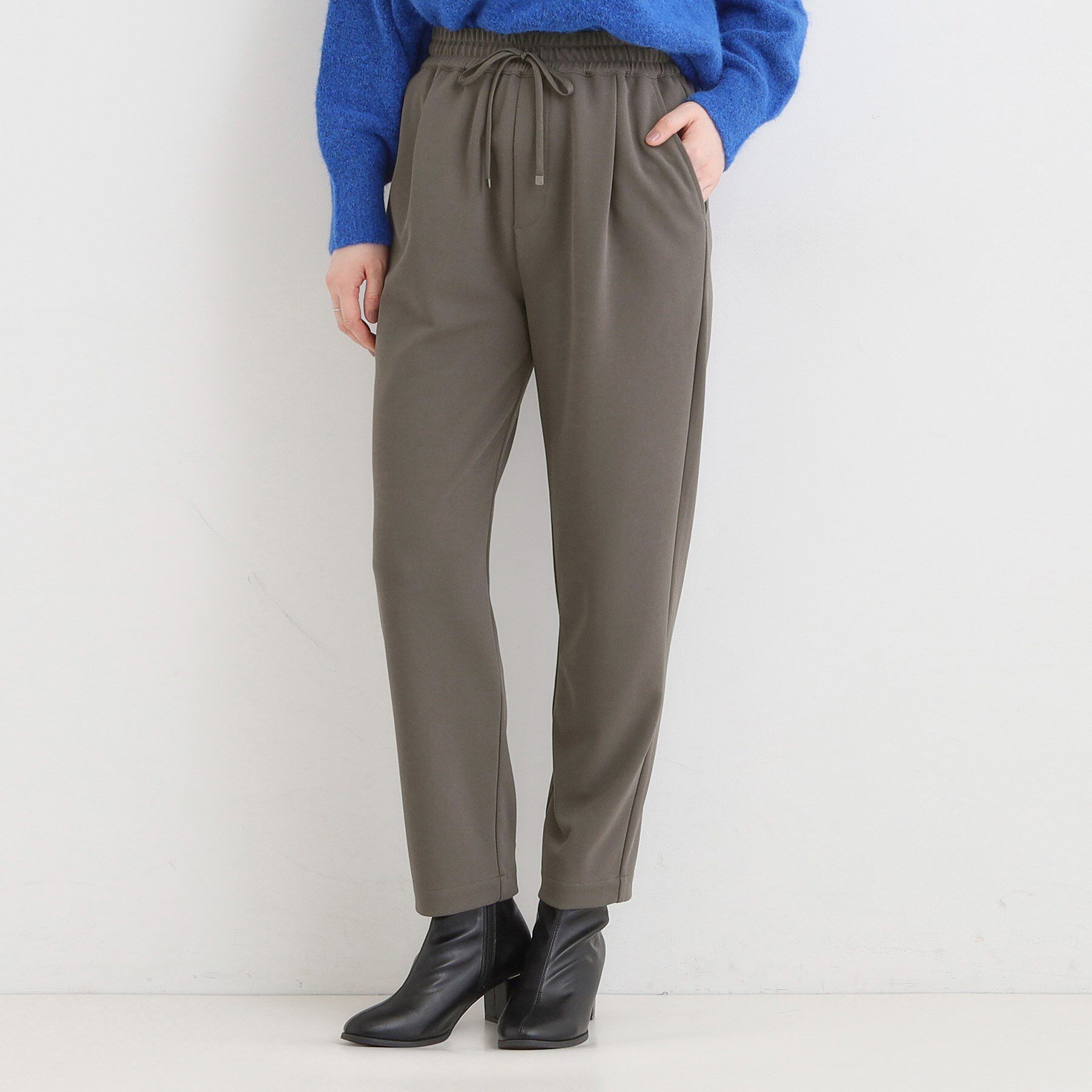 SHOO･LA･RUE「【S-3L/洗濯後しわになりにくい】スマートに見える イージーテーパードパンツ【CIRCRIC】」|その他|チャコールグレー(0