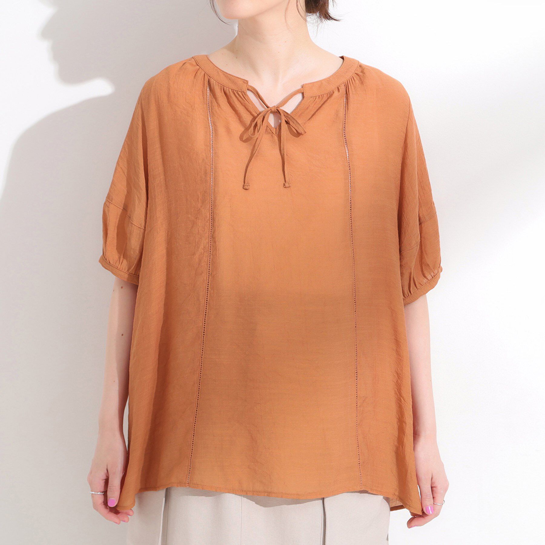 SHOO･LA･RUE「【S-LL/2点セット】リボン使いがアクセント はしごレースブラウス＋タンクトップ」|その他|