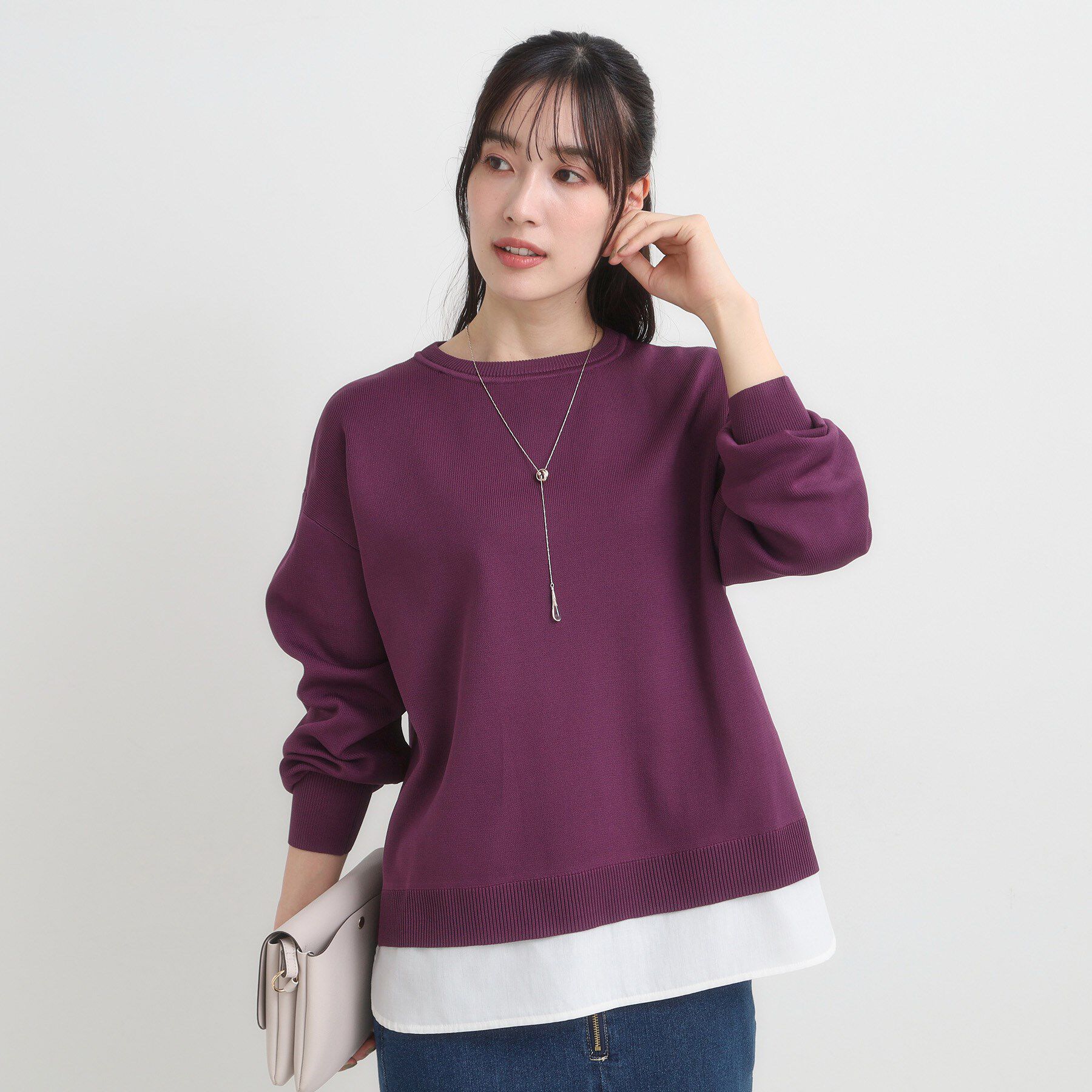 SHOO･LA･RUE「【S-LL/洗える】一枚で簡単こなれ見え スポンディッシュ 裾レイヤード風ニット【CIRCRIC】」|ニット・セーター|