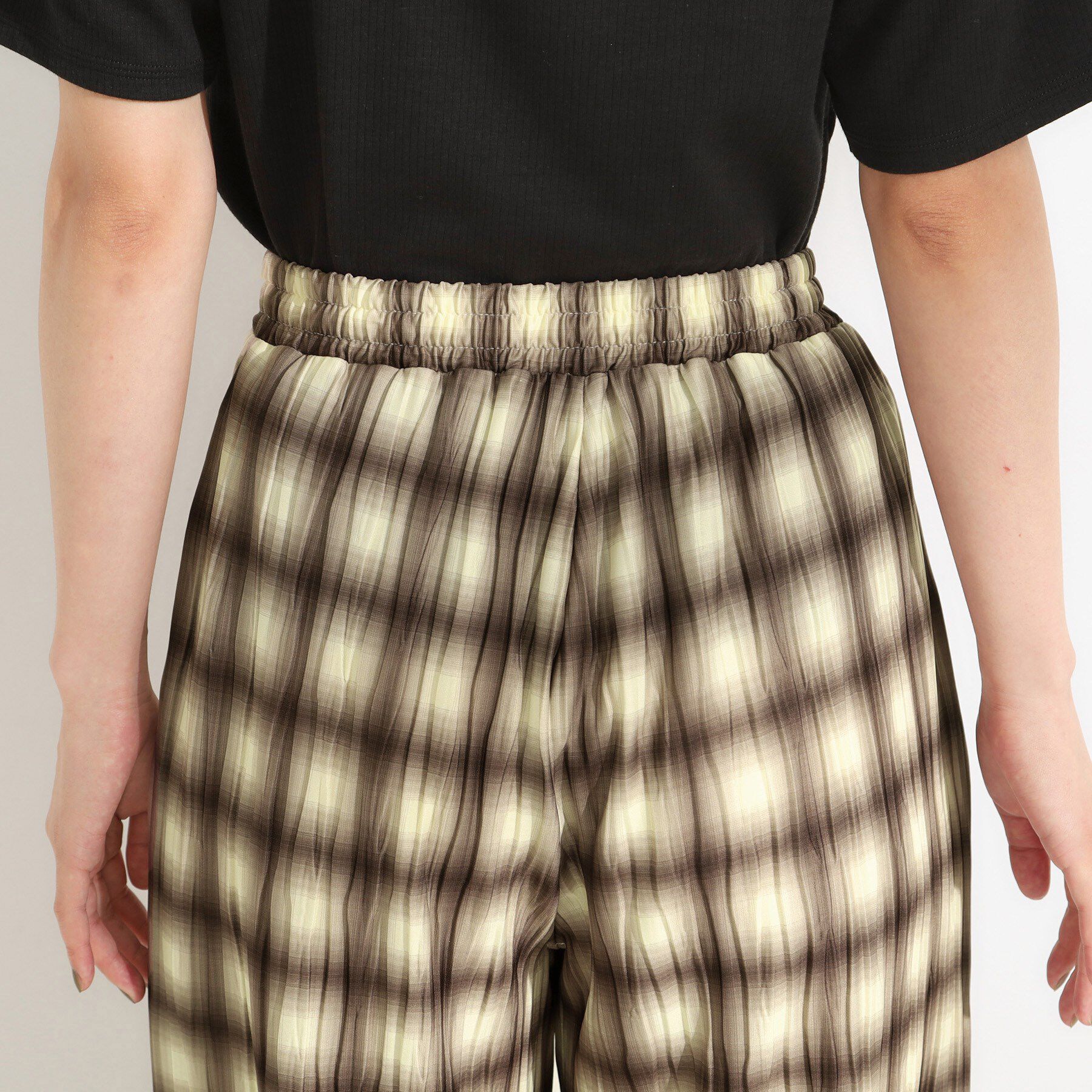 SHOO･LA･RUE「【S-LL/ポケット付き】チェック柄 ウェーブプリーツパンツ」|その他|