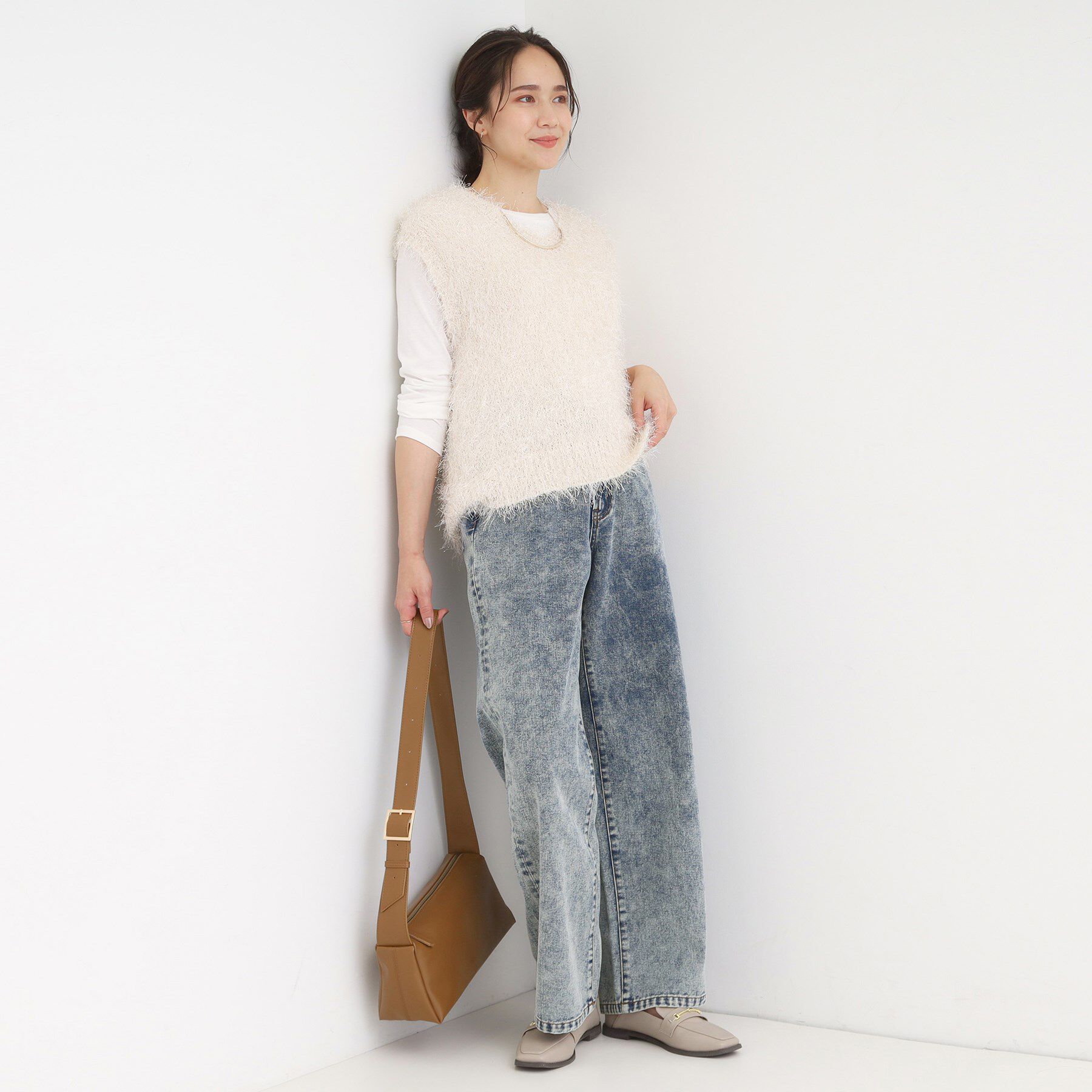 SHOO･LA･RUE「【S-LL】こなれ見え リボン付き アソートデニムワイドパンツ」|デニム|