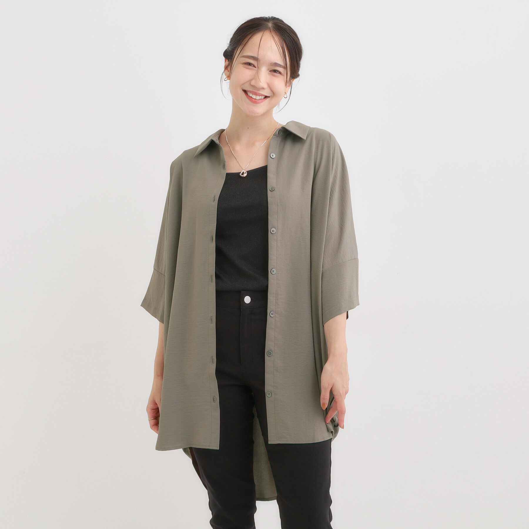 SHOO･LA･RUE「【S-LL/ひんやり】肌離れよくサラサラタッチが癖になる バックギャザーチュニック」|チュニック|