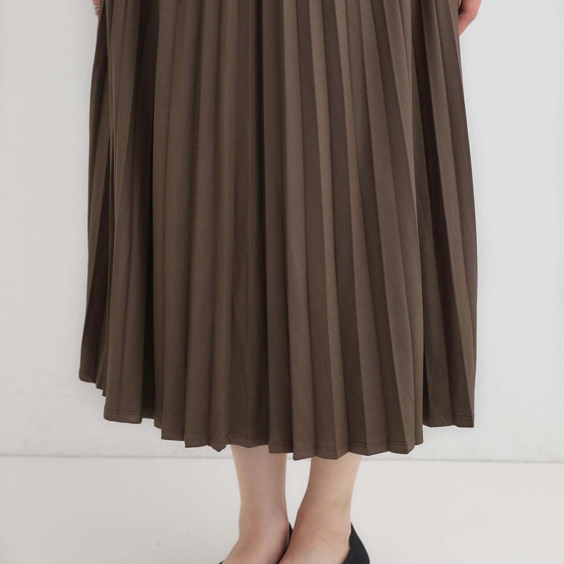 SHOO･LA･RUE「【着丈選べる】きれいめにもカジュアルにも レザー調プリーツスカート」|スカート|