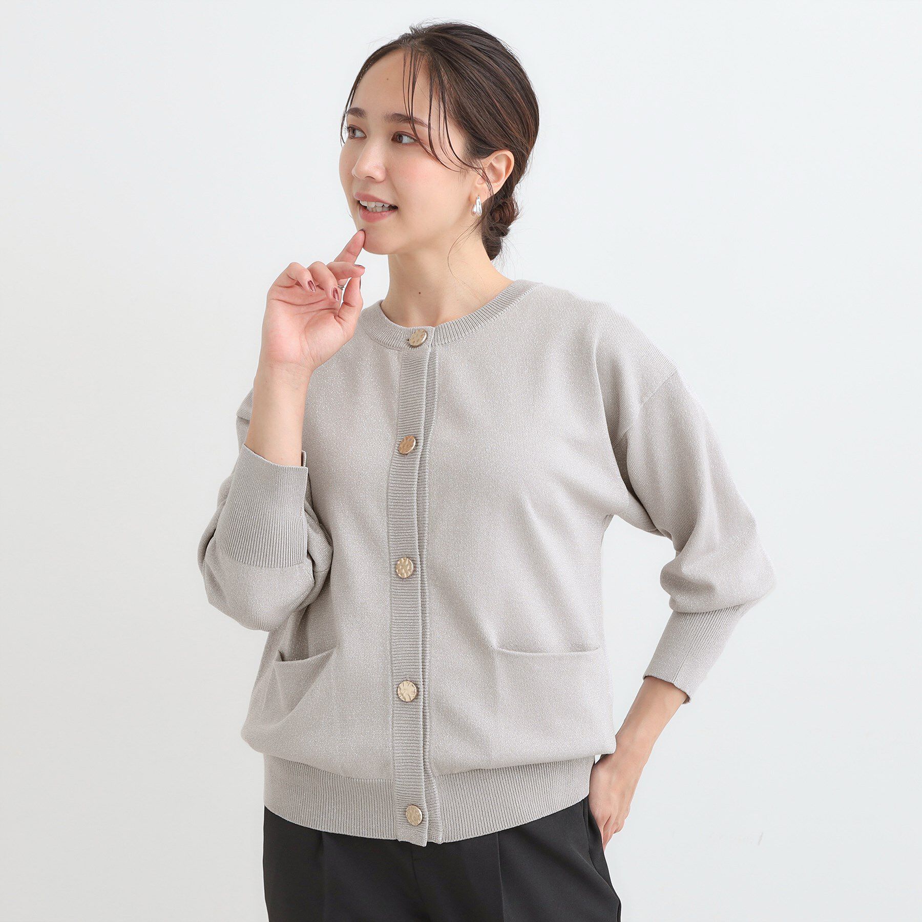 SHOO･LA･RUE「【洗える/S-LL/アンサンブル可】大人フェミニン さらっとタッチのニットカーディガン」|カーディガン|