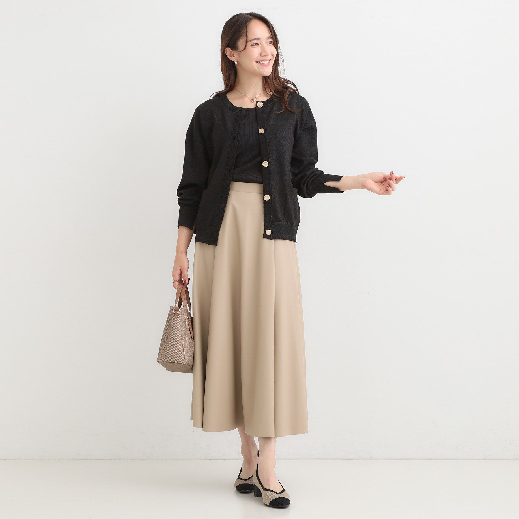 SHOO･LA･RUE「【洗える/S-LL/アンサンブル可】大人フェミニン さらっとタッチのニットカーディガン」|カーディガン|