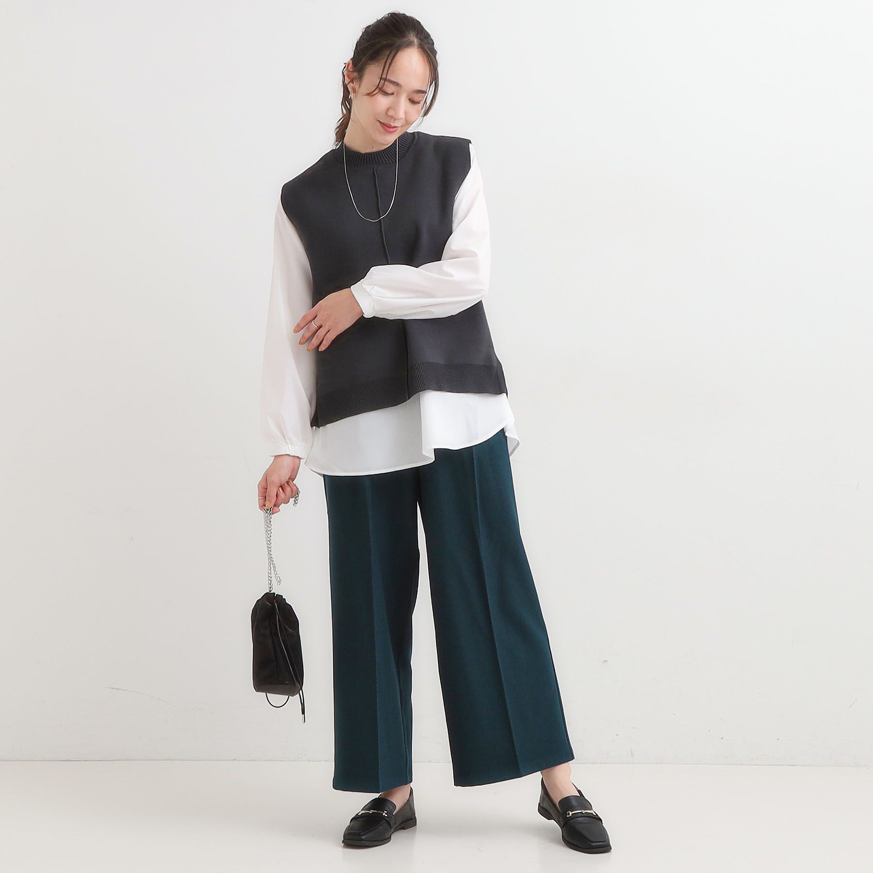 SHOO･LA･RUE「【着丈選べる】大人のきれいめスタイルに ウールフィール ワイドパンツ」|その他|