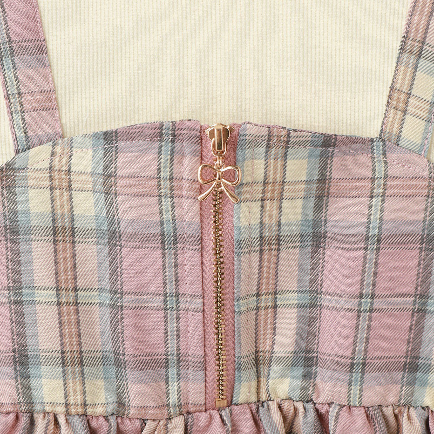 SHOO･LA･RUE「【100-150cm】ジップ使いチェックドッキングワンピース」|ワンピース|