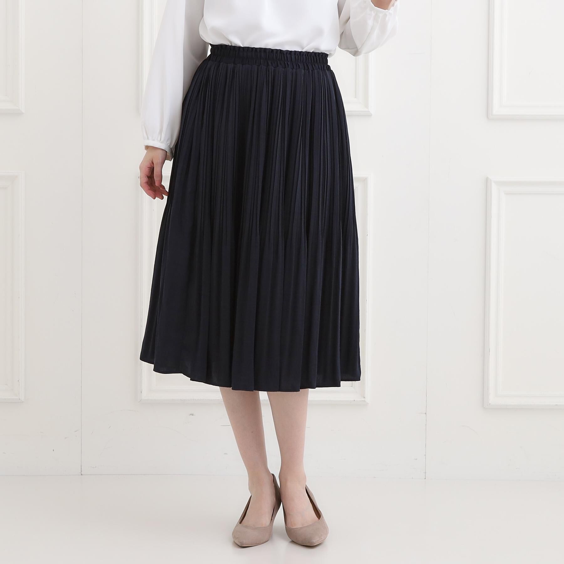 SHOO･LA･RUE「【洗濯機可/着丈選べる】軽やかプリーツスカート」|スカート|