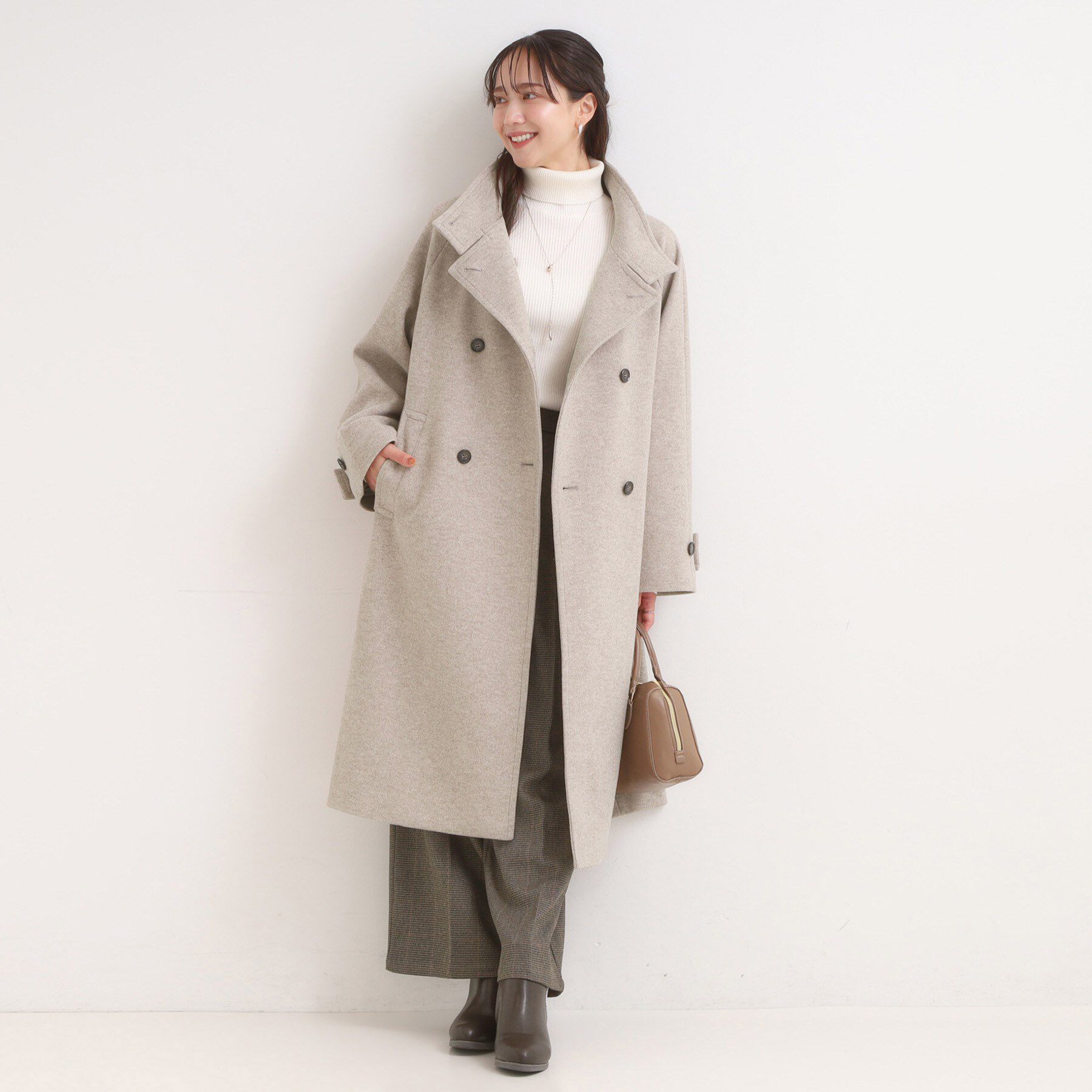 SHOO･LA･RUE「【S-LL】大人のきれいめスタイルに ウール調スタンドロングコート」|その他|