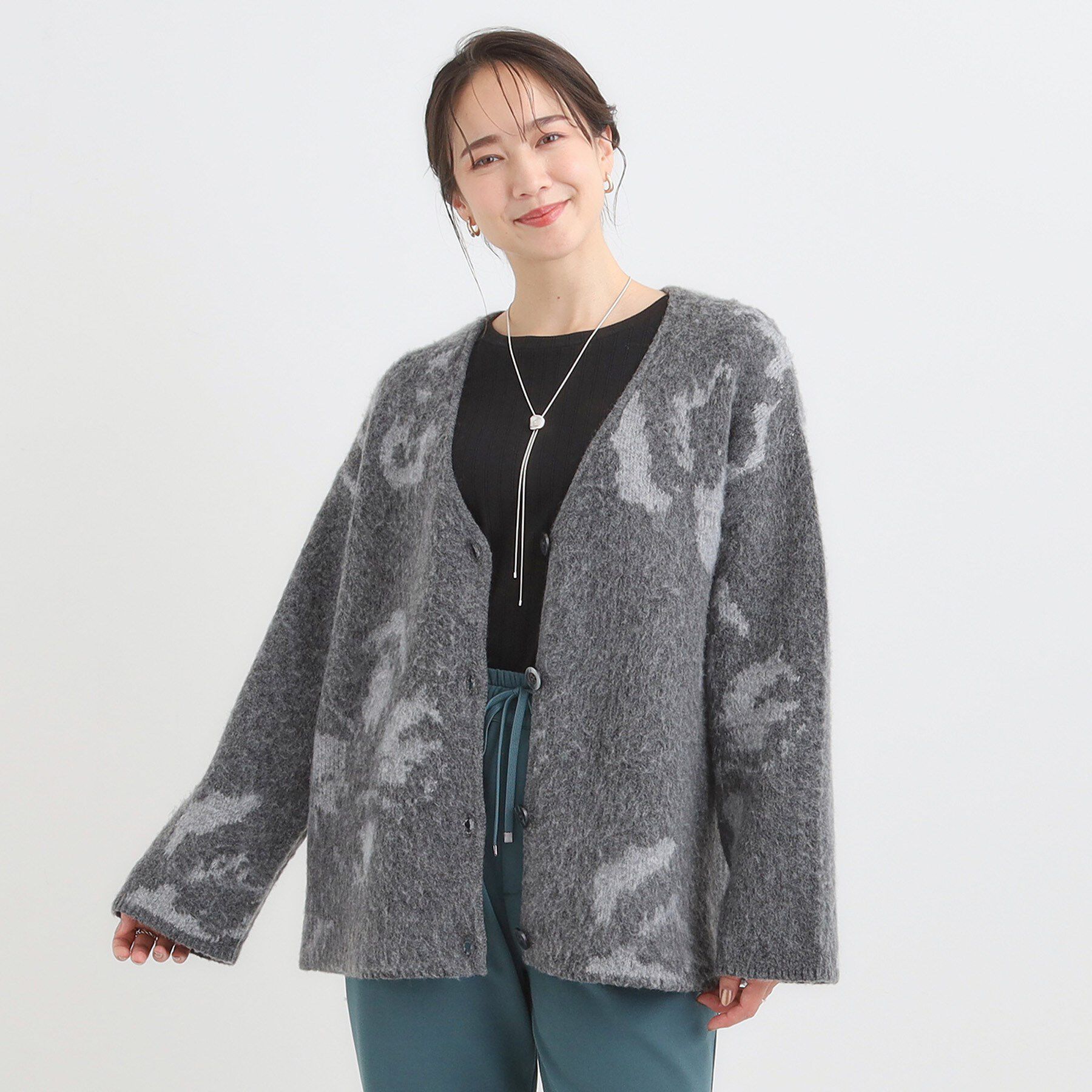 SHOO･LA･RUE「羽織るだけでスタイリングの主役に 起毛柄カーディガン」|カーディガン|