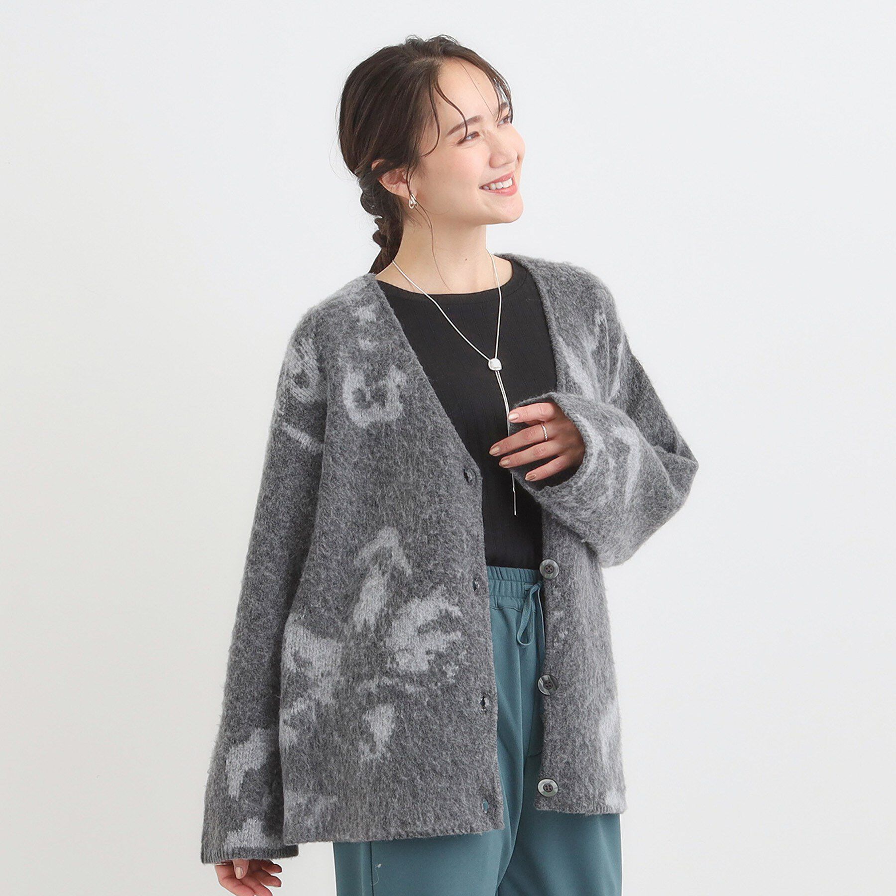 SHOO･LA･RUE「羽織るだけでスタイリングの主役に 起毛柄カーディガン」|カーディガン|