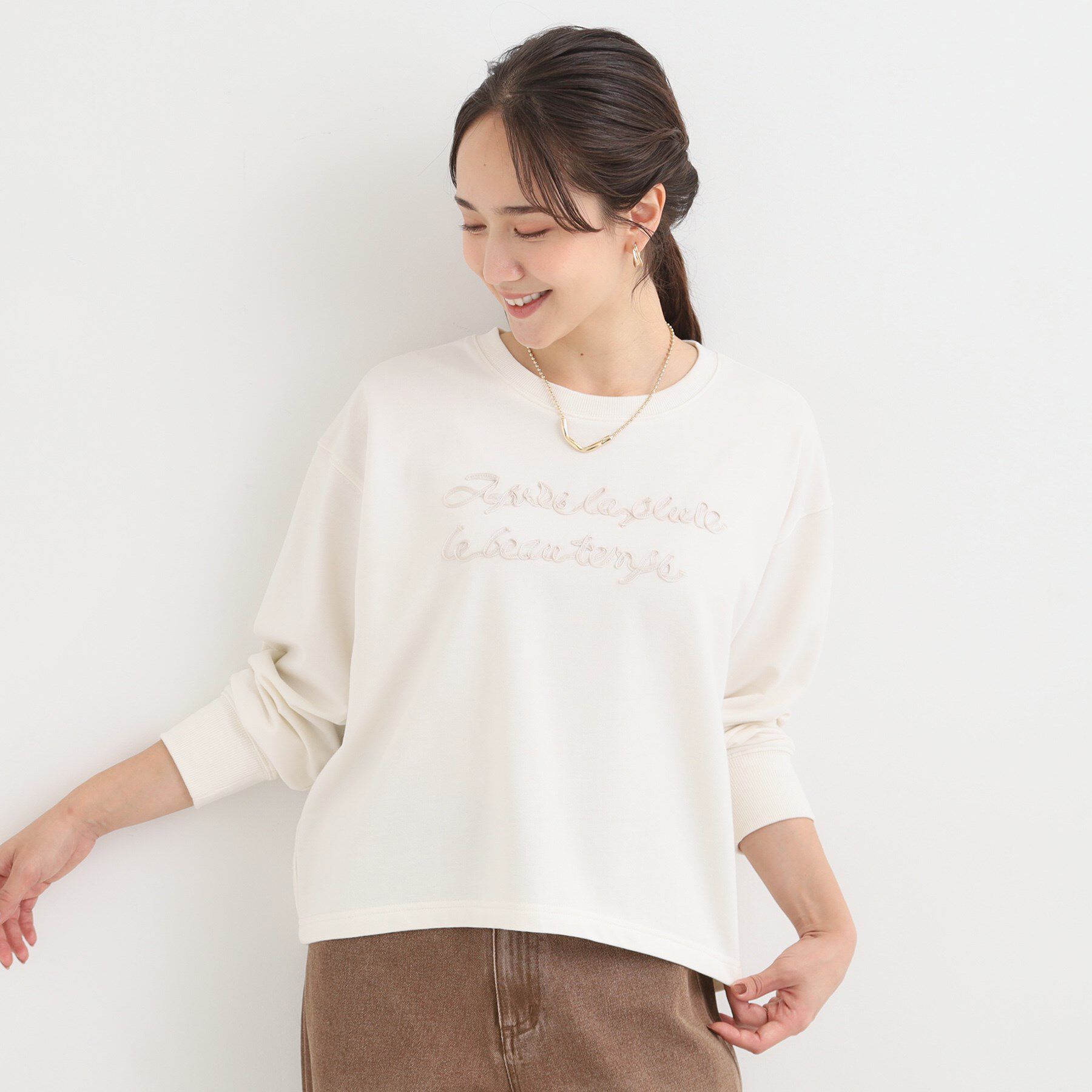 SHOO･LA･RUE「コード刺繍ミニ裏毛トップス」|Tシャツ・カットソー|