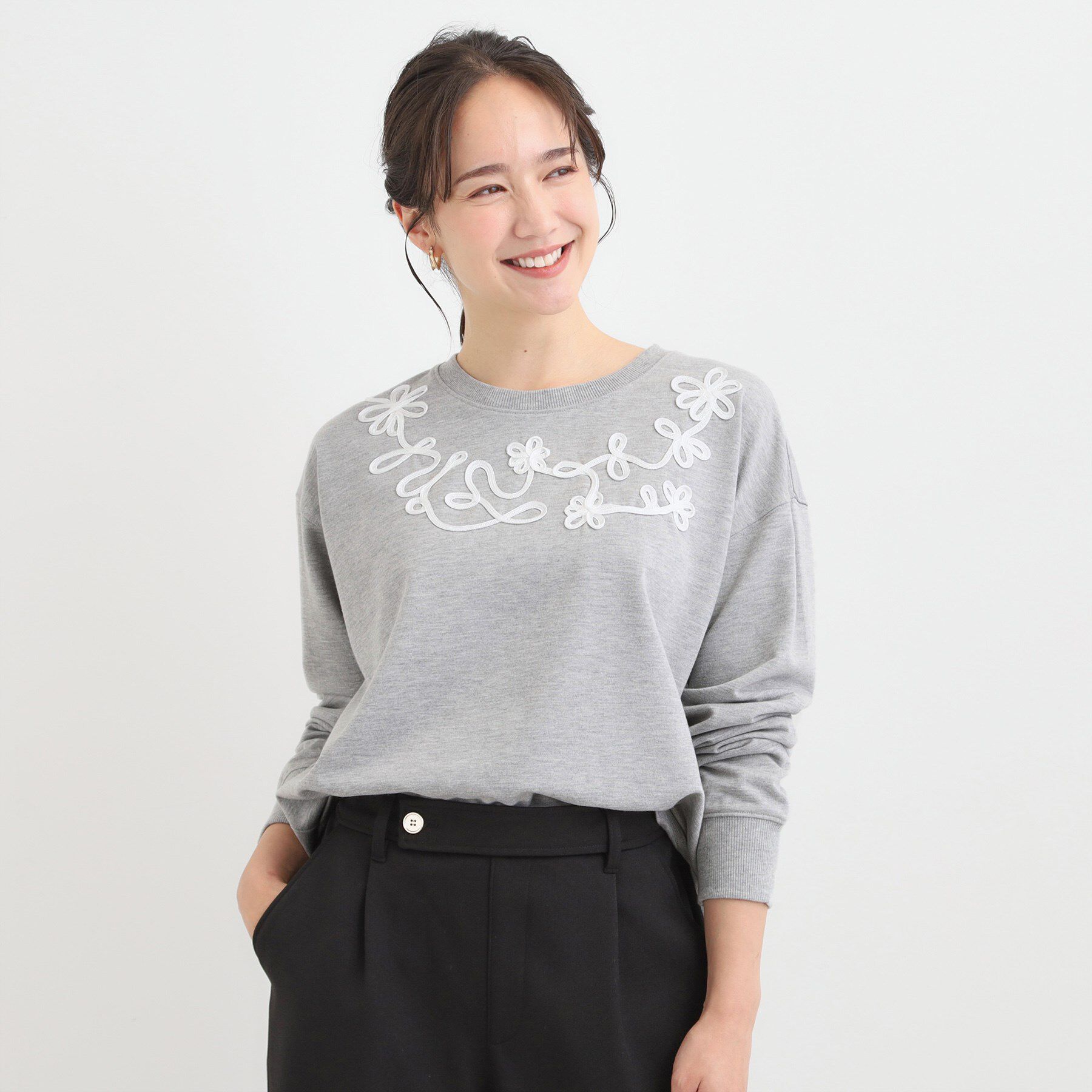 SHOO･LA･RUE「コード刺繍ミニ裏毛トップス」|Tシャツ・カットソー|