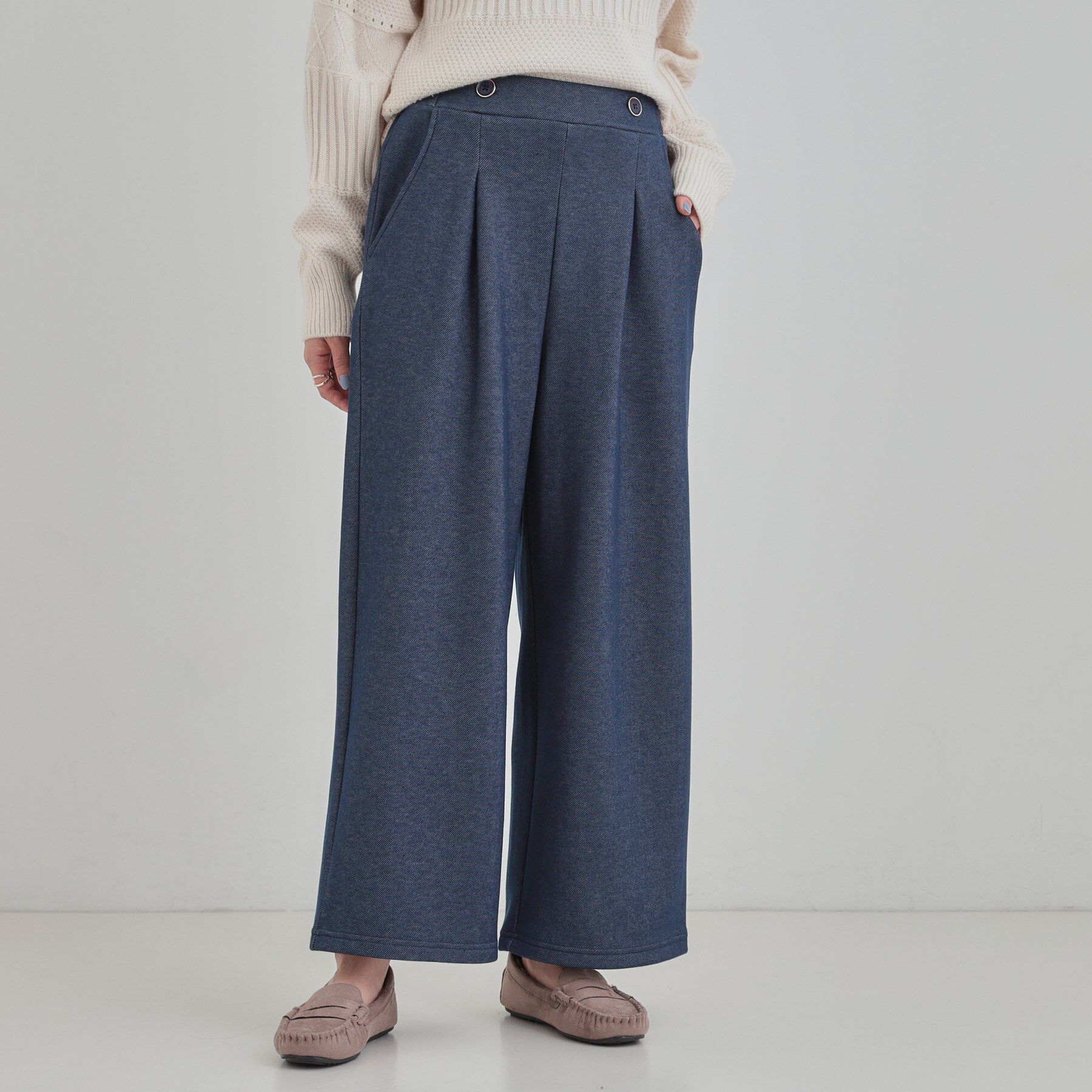 SHOO･LA･RUE「【あったか/S-LL】デニム風裏起毛ワイドパンツ」|その他|