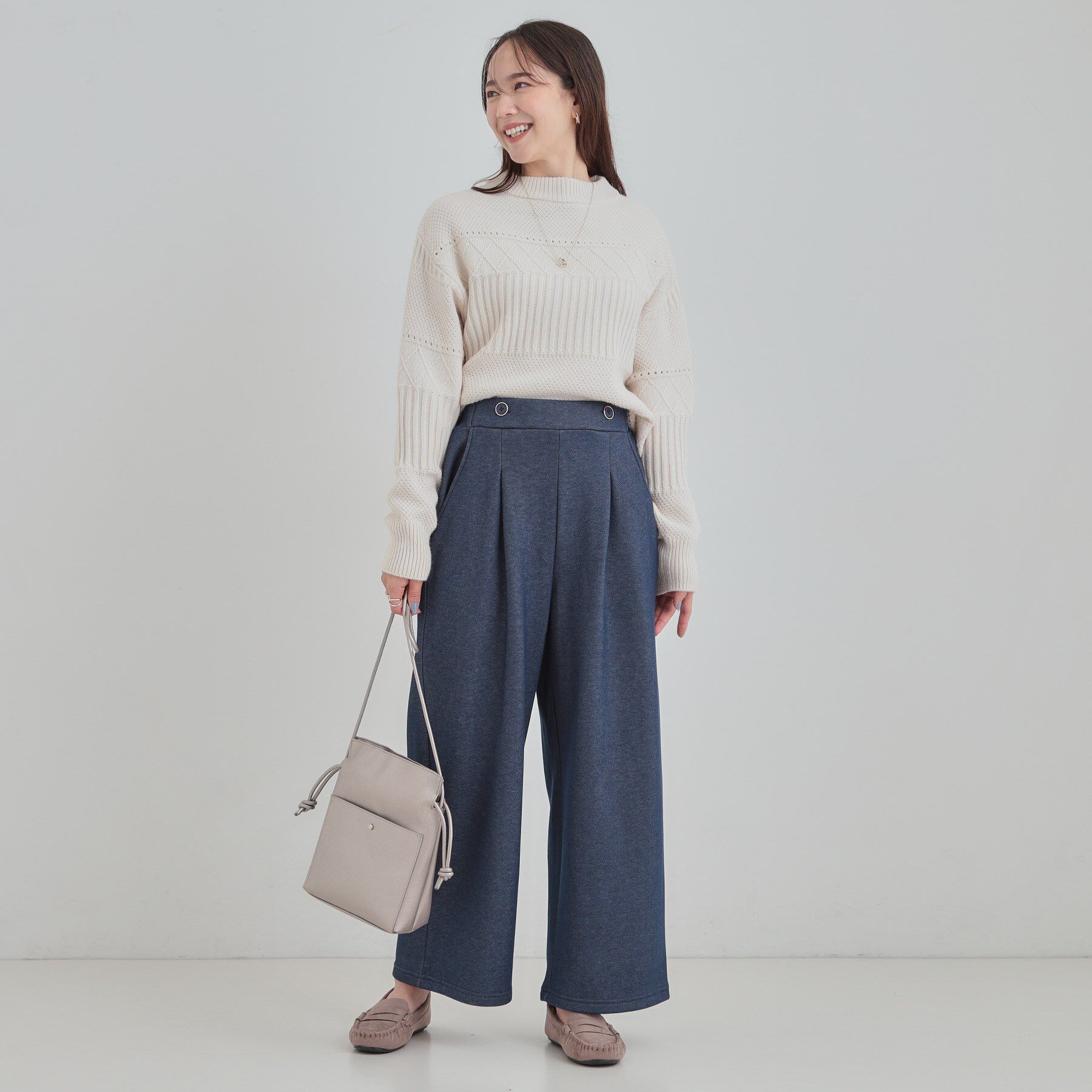 SHOO･LA･RUE「【あったか/S-LL】デニム風裏起毛ワイドパンツ」|その他|