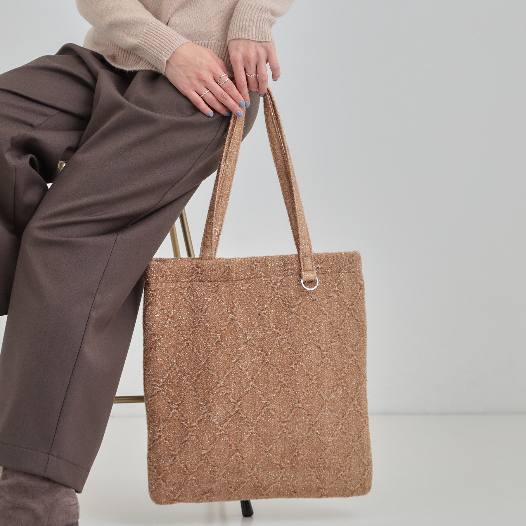 SHOO･LA･RUE「ラメ格子柄スクエアトートバッグ」|トートバッグ|