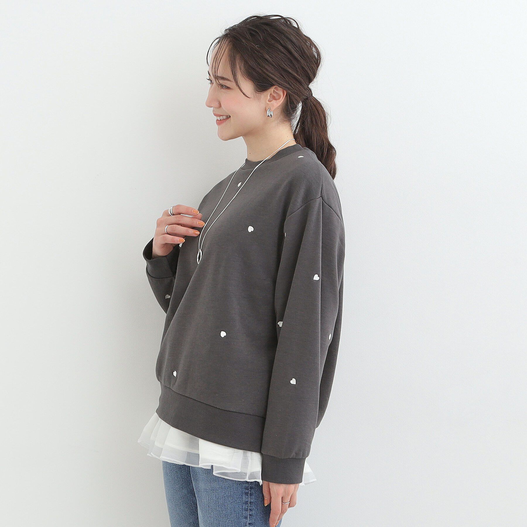 SHOO･LA･RUE「【洗濯機可】小さ目刺繍で大人見え アソート裏起毛スウェット」|パーカー|