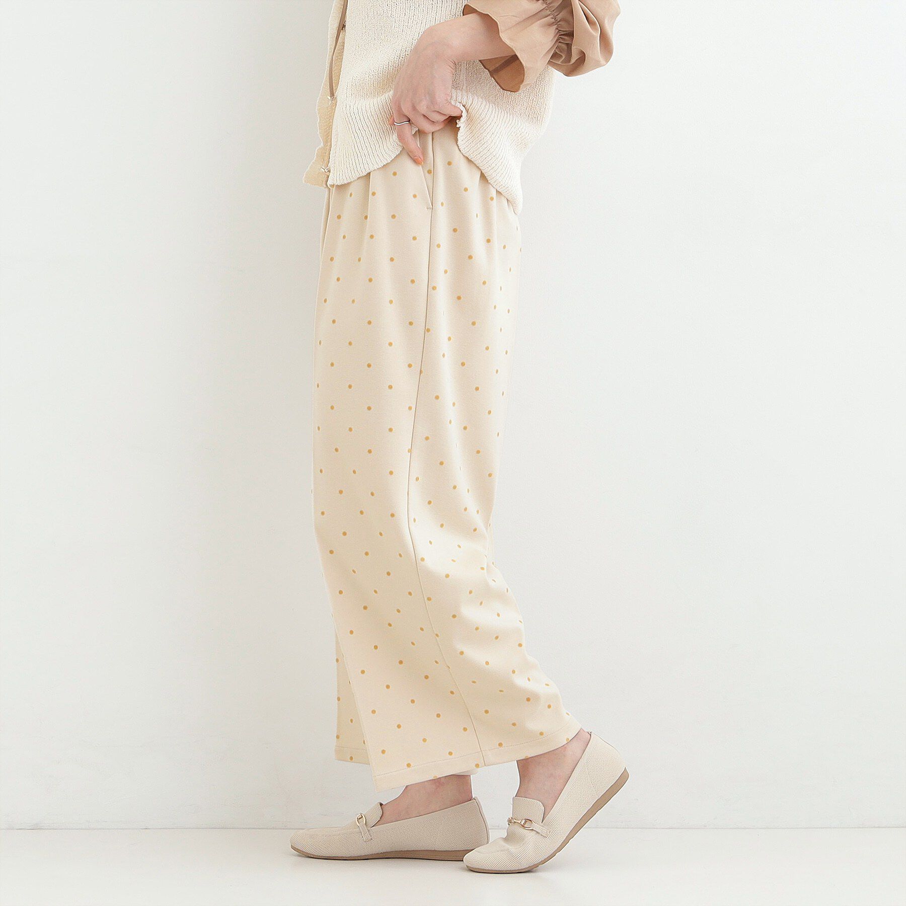 SHOO･LA･RUE「【S-LL】きれい見えも叶う フロッキードットワイドパンツ」|その他|