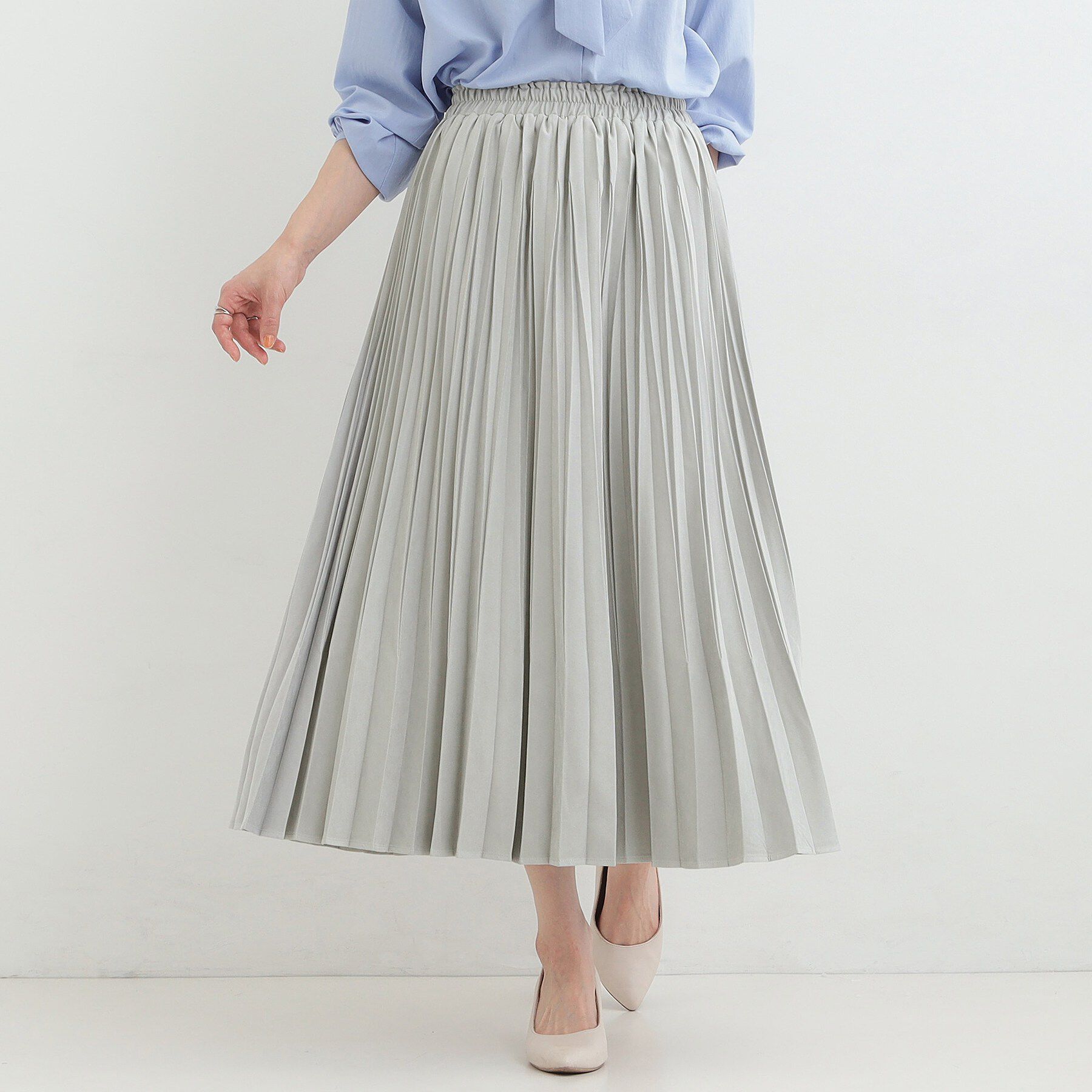 SHOO･LA･RUE「スウェードライクプリーツスカート」|スカート|ミントグリーン(02