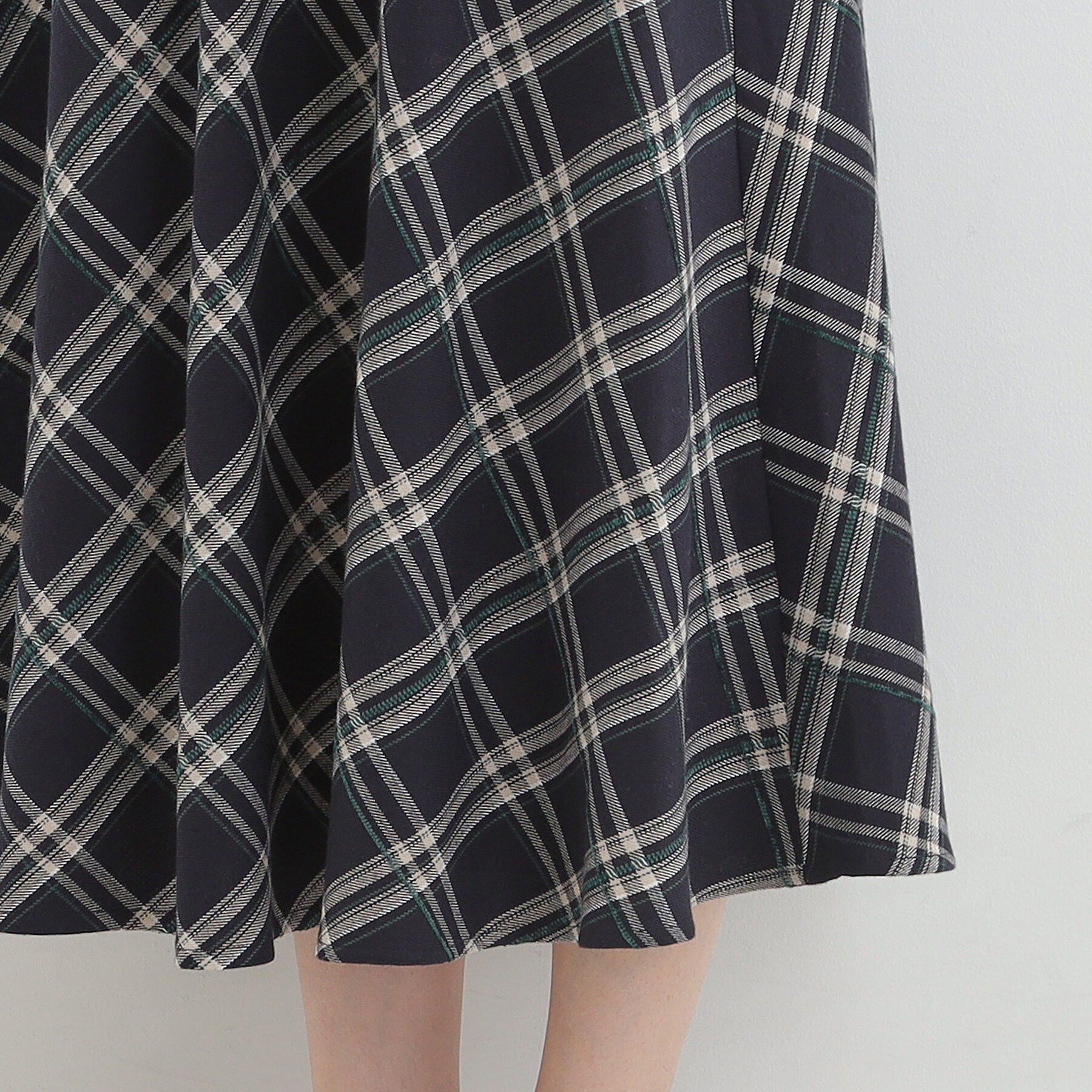 SHOO･LA･RUE「【S-LL】モールチェックフレアスカート」|スカート|