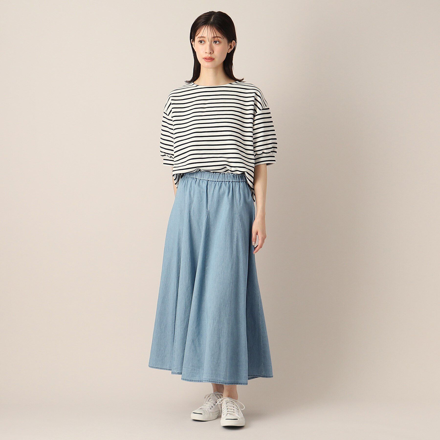 Dessin「【洗える】リネンブレンドデニム切替スカート（XS～L）」|スカート|