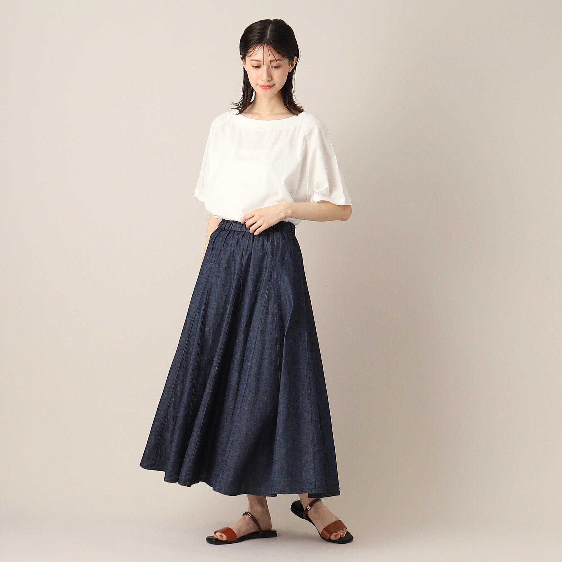 Dessin「【洗える】リネンブレンドデニム切替スカート（XS～L）」|スカート|