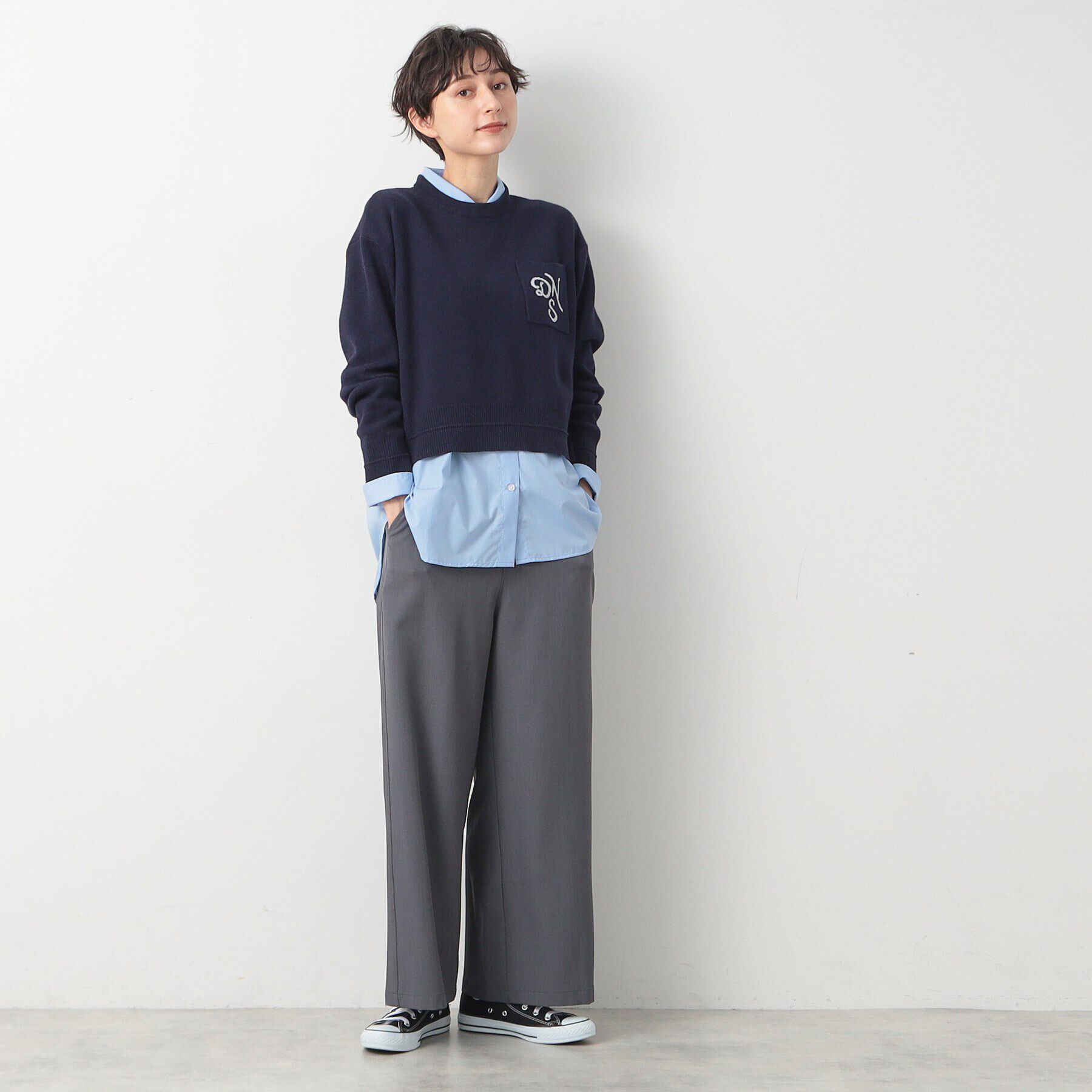 Dessin「【洗える】ロゴジャカードショート丈ニット（XS～L）」|ニット・セーター|