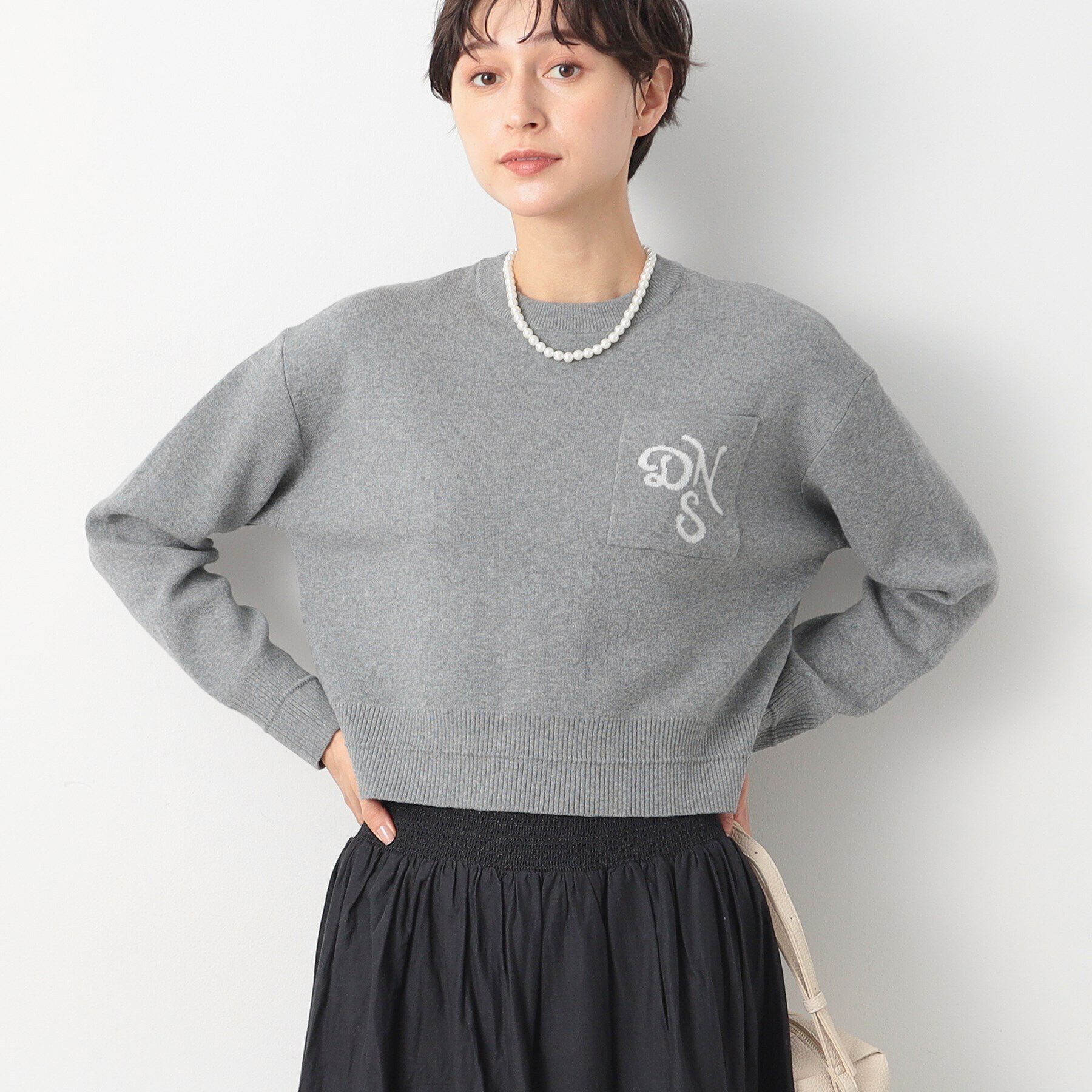 Dessin「【洗える】ロゴジャカードショート丈ニット（XS～L）」|ニット・セーター|