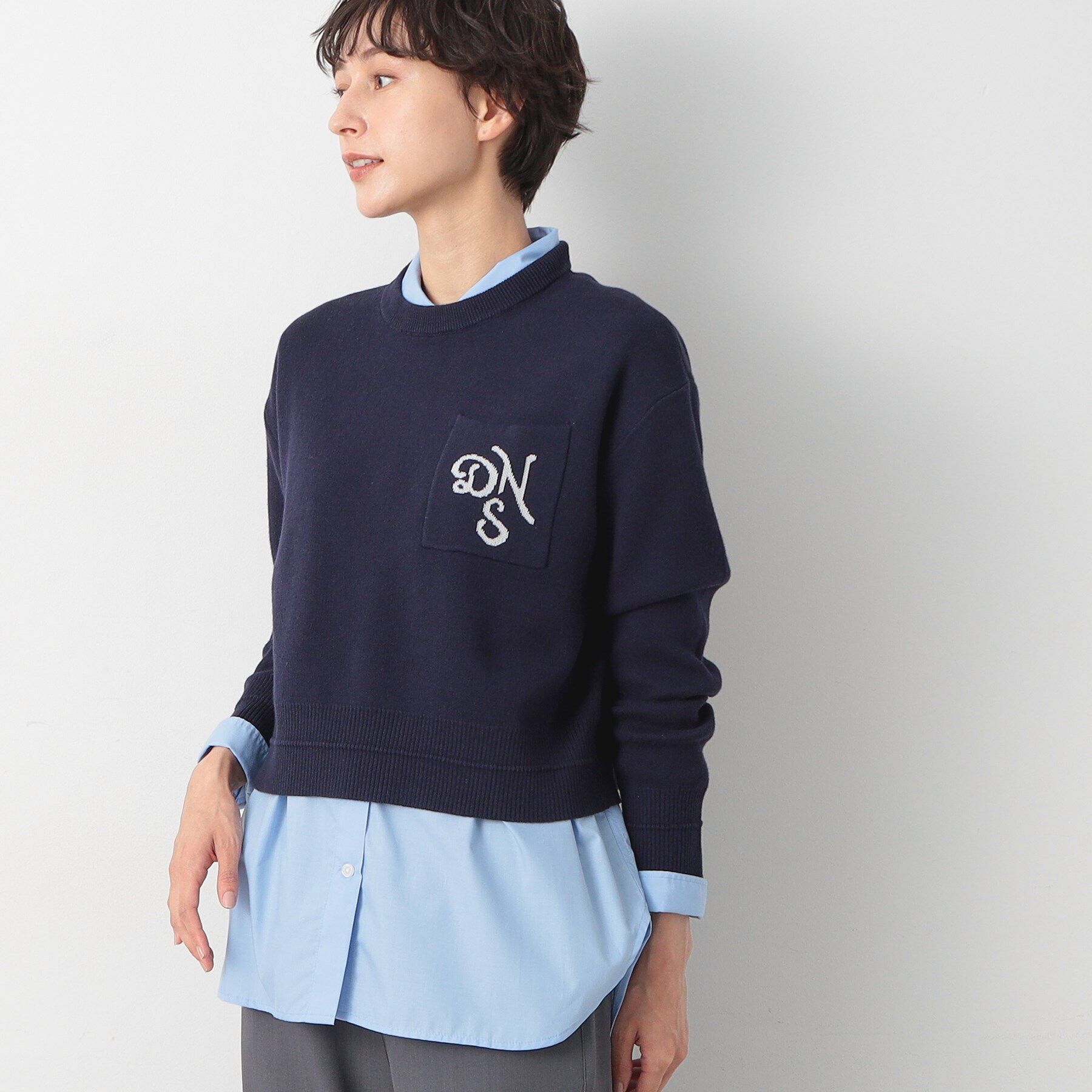 Dessin「【洗える】ロゴジャカードショート丈ニット（XS～L）」|ニット・セーター|