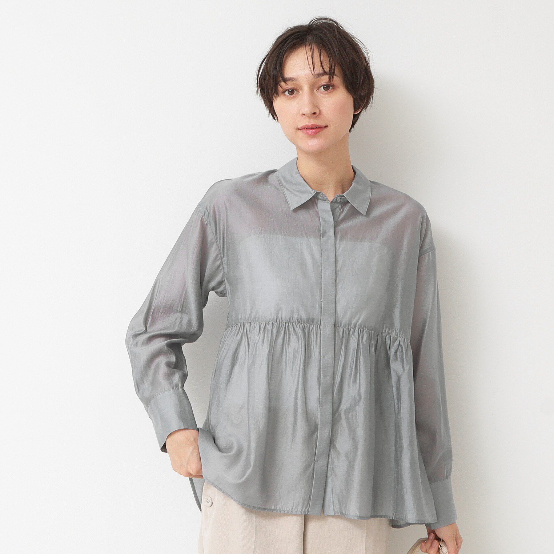 Dessin「【洗える】シアーペプラムシャツ（S～L）」|シャツ・ブラウス|グレー(012)