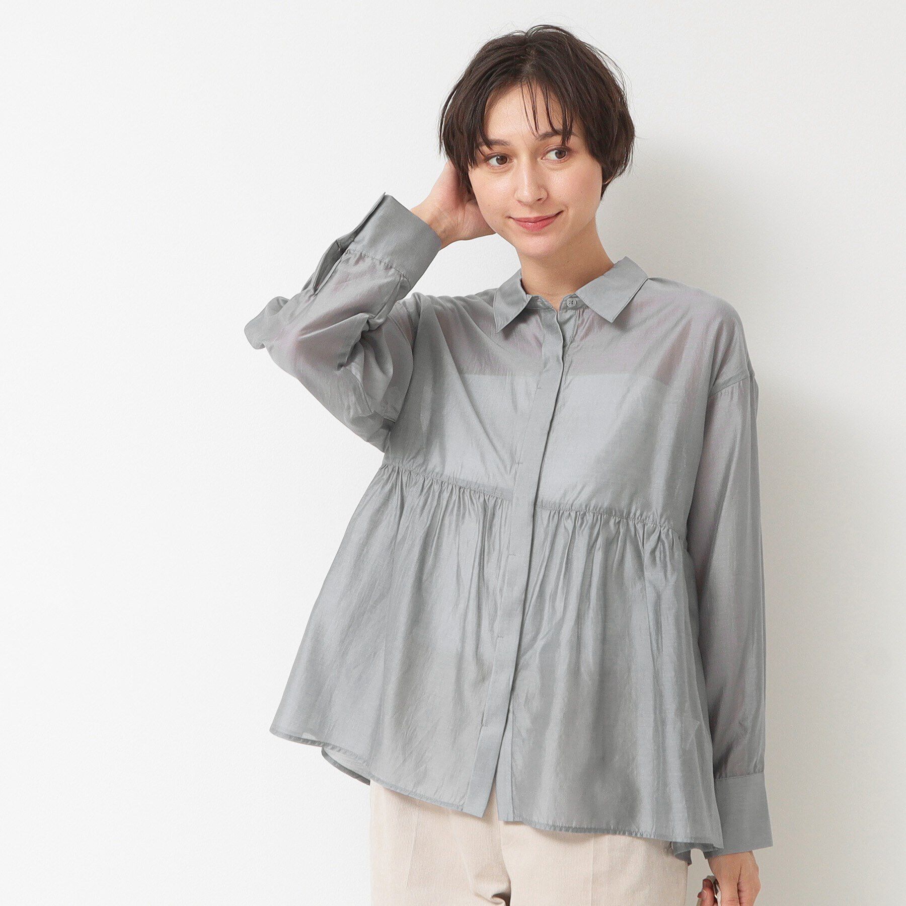 Dessin「【洗える】シアーペプラムシャツ（S～L）」|シャツ・ブラウス|