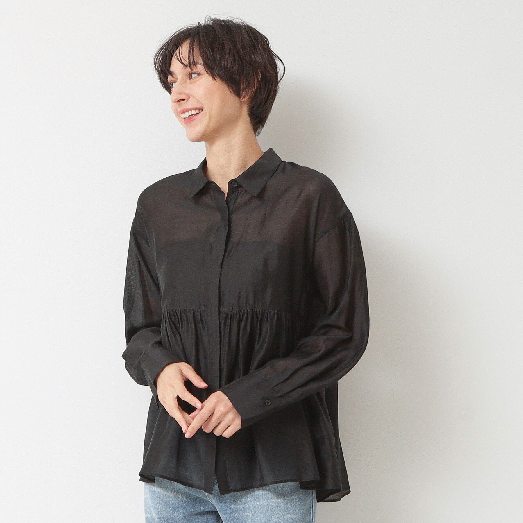 Dessin「【洗える】シアーペプラムシャツ（S～L）」|シャツ・ブラウス|