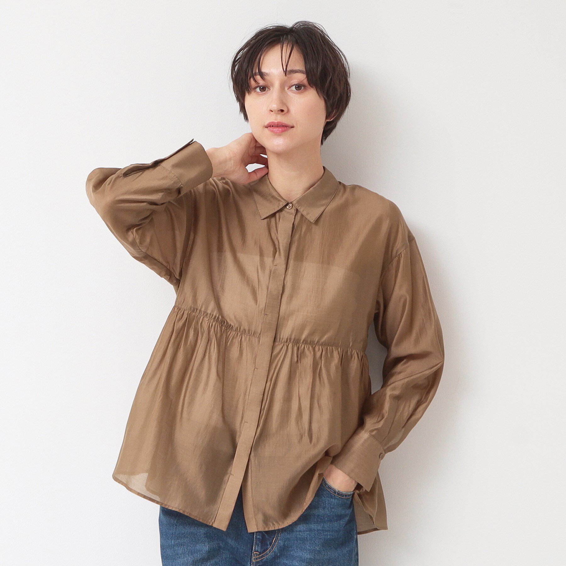 Dessin「【洗える】シアーペプラムシャツ（S～L）」|シャツ・ブラウス|