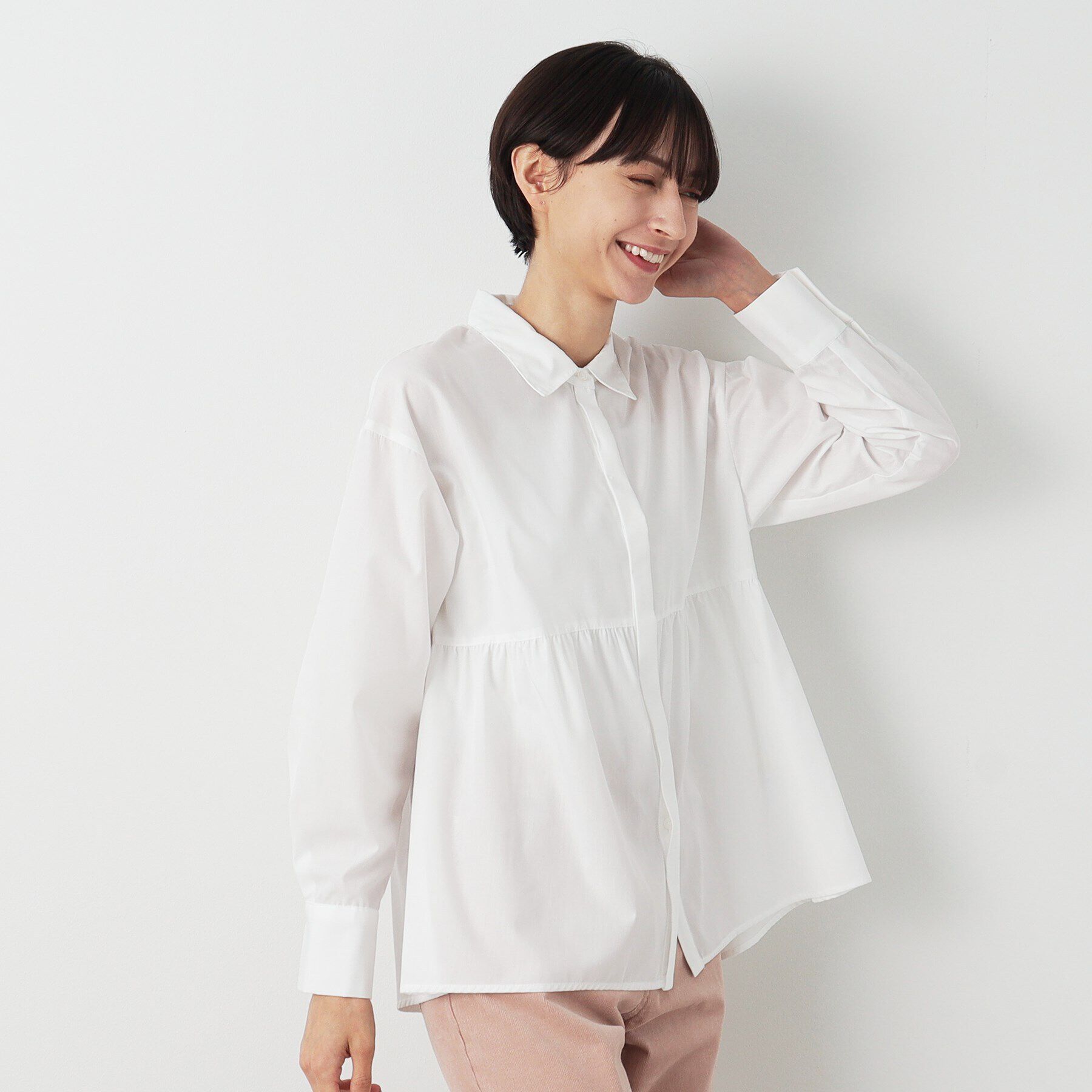 Dessin「【洗える】シャツカラーペプラムブラウス」|シャツ・ブラウス|