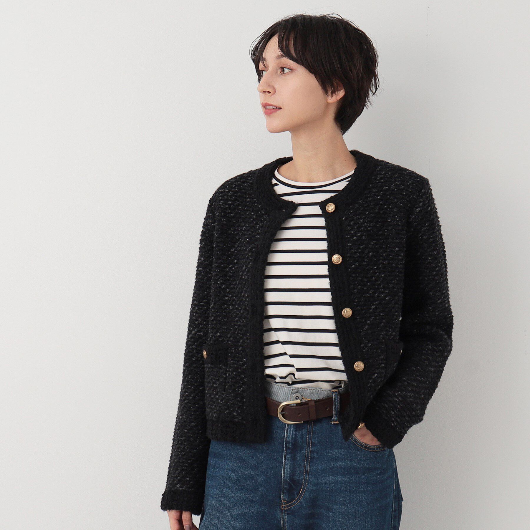Dessin「ツイード調ニットジャケット」|カーディガン|