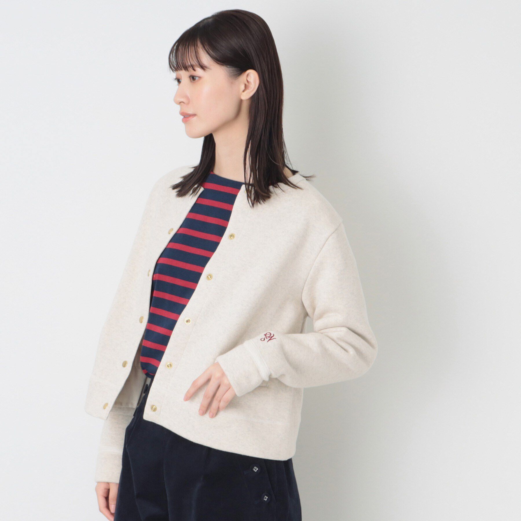 Dessin「【洗える】吊り裏毛クルーネックカーディガン」|カーディガン|