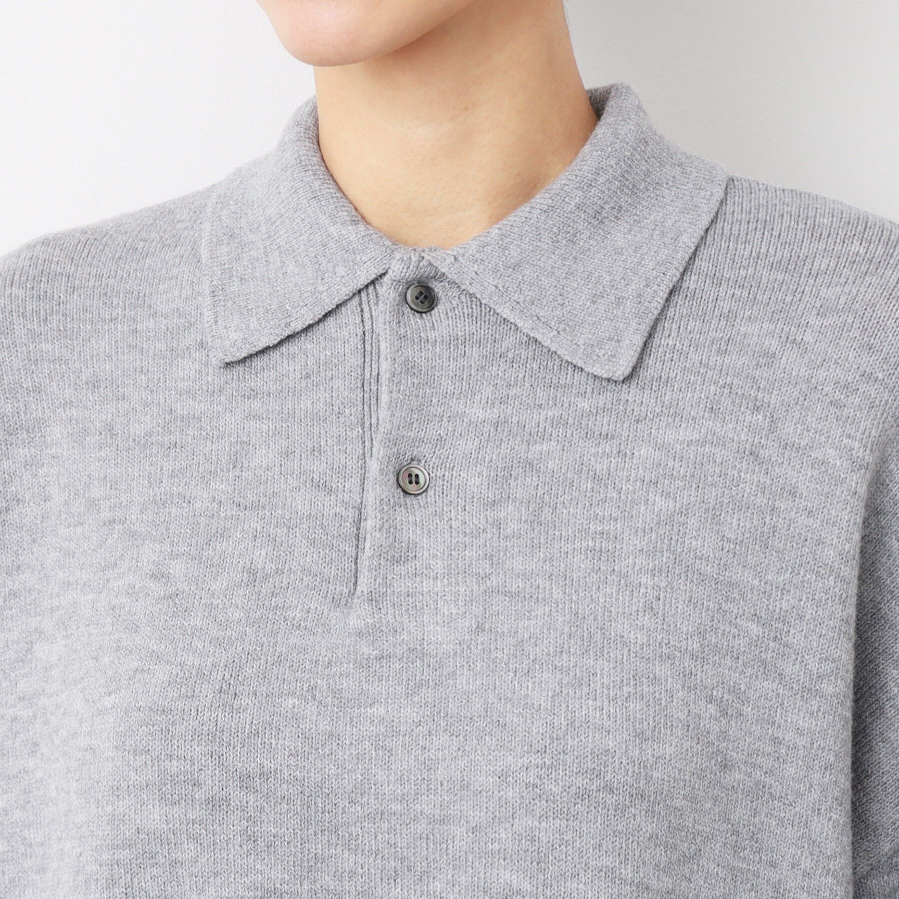 Dessin「【洗える】ボタン付きニットポロ」|ニット・セーター|