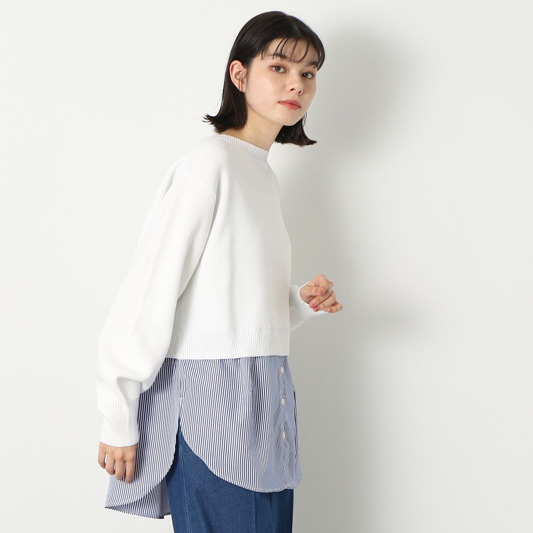 Dessin「【洗える】シャツレイヤード風ニット」|ニット・セーター|