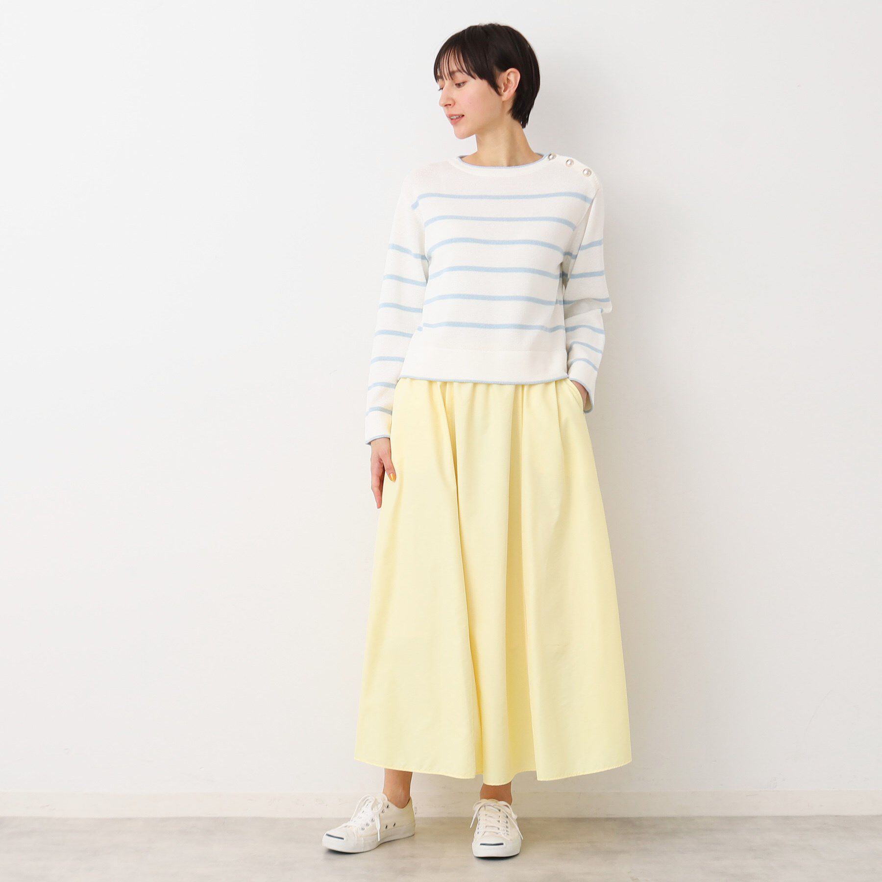 Dessin「【洗える】肩ボタン付きボーダーニット（XS～L）」|ニット・セーター|