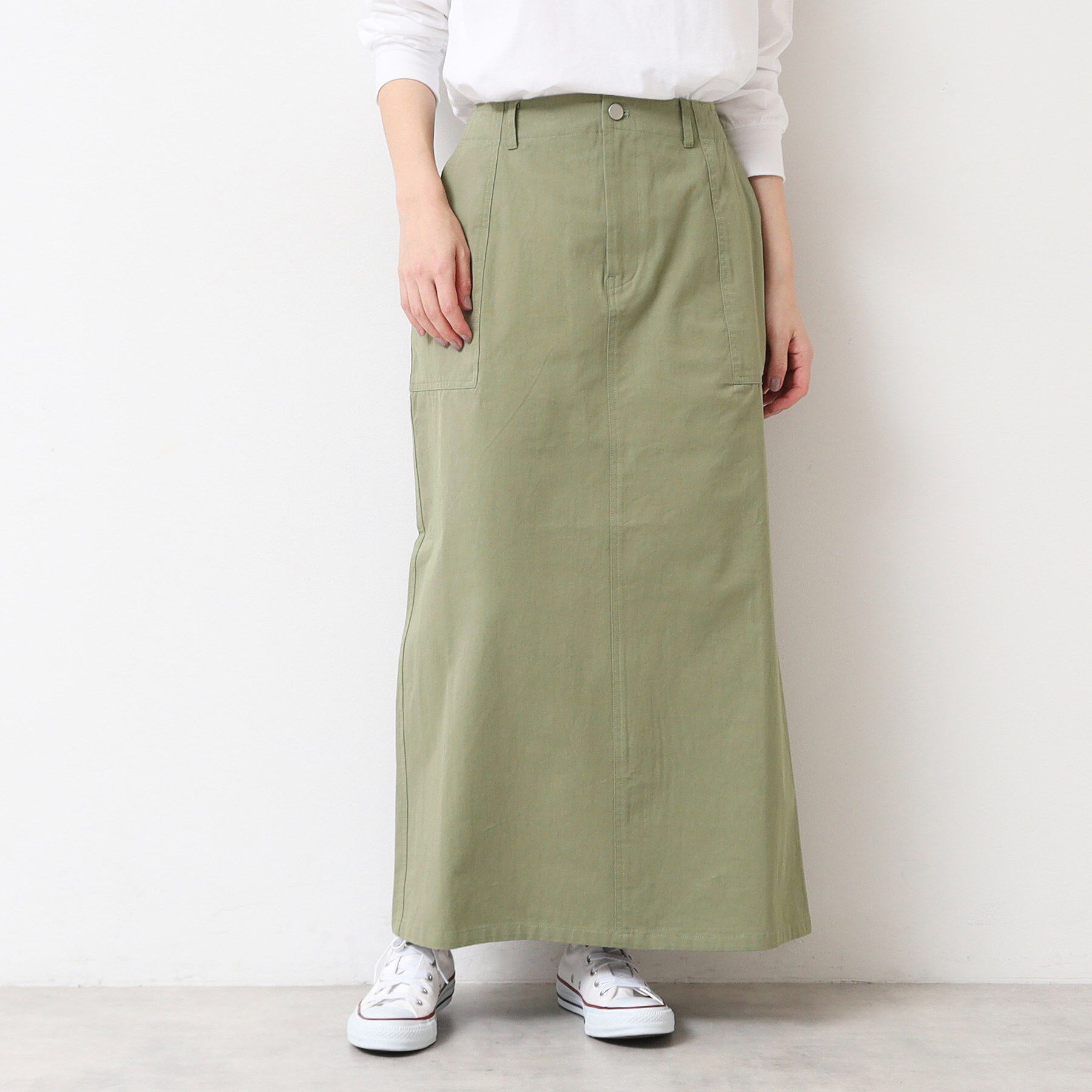 Dessin「【洗える・後ろゴム】コットンスカート」|スカート|オリーブグリーン(0