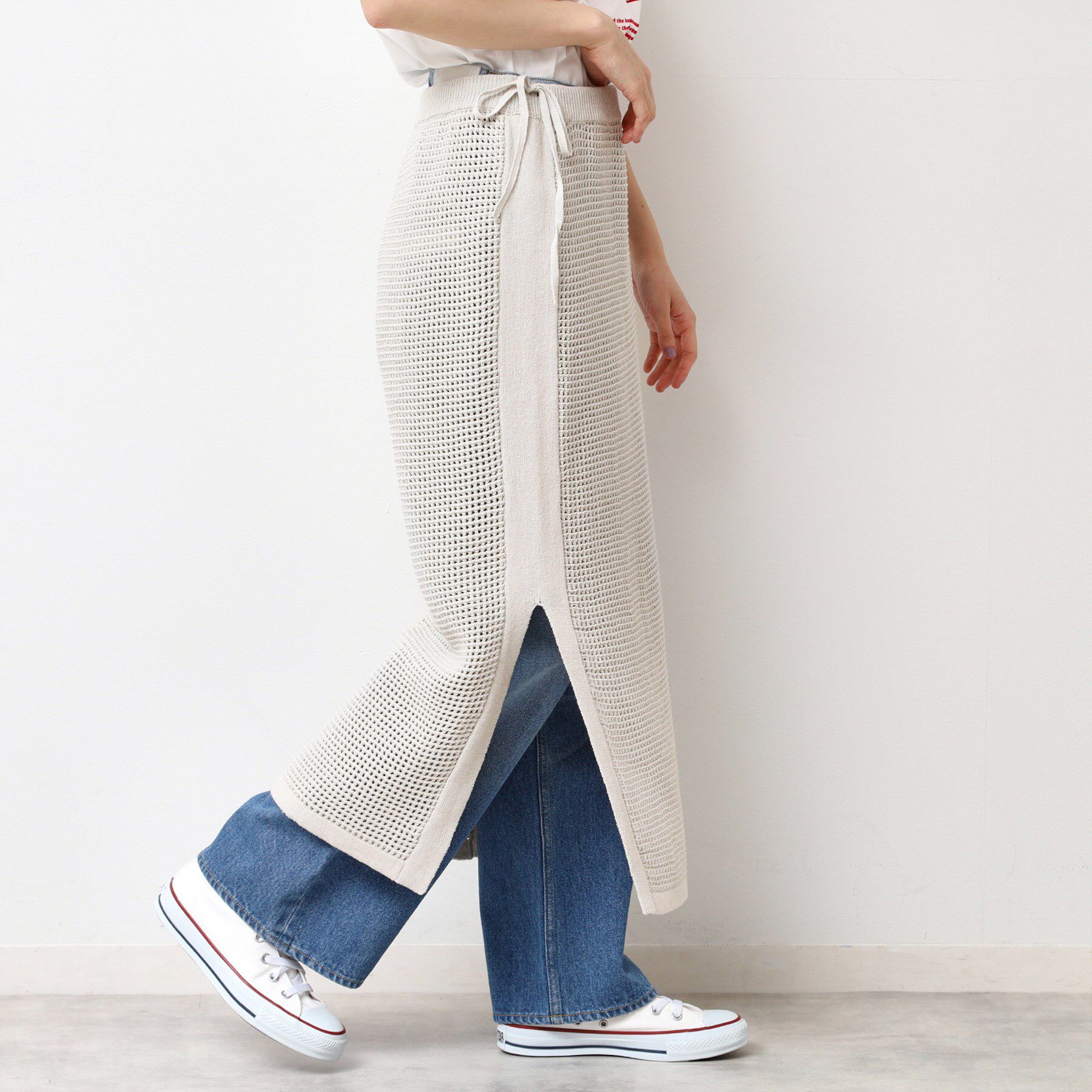 Dessin「【セットアップ可能・ウエストゴム】メッシュニットスカート」|スカート|